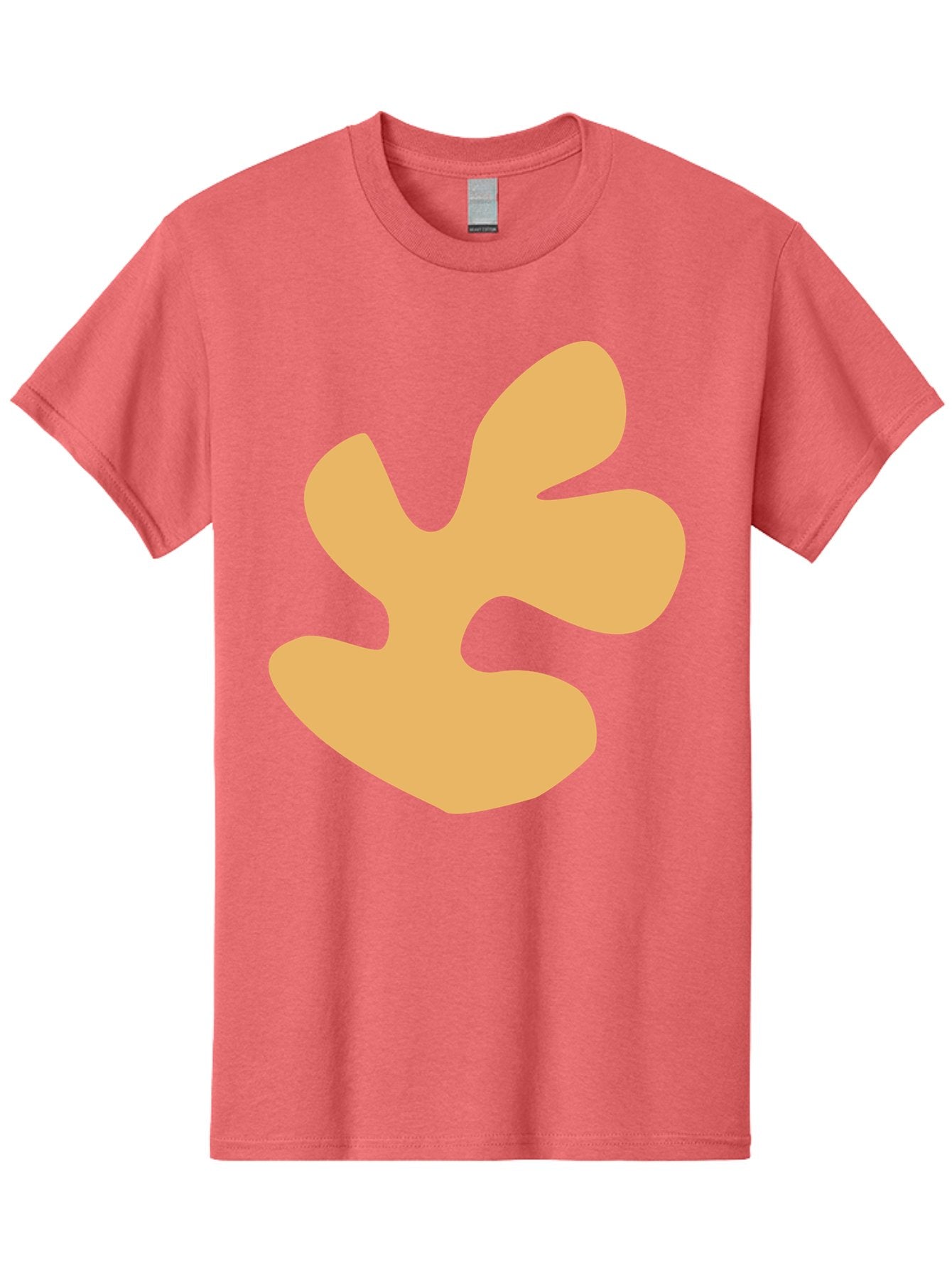 Ginkgo-Leaf Men'S Graphic Tee, 100% Cotton, Comfortable Casual Summer Wear, Machine Washable, Ginko Leaf, Abstract Shape, Minimalist Design, Simple Graphics, Tan Color, Modern Art, Digital Illustration Aab619 7