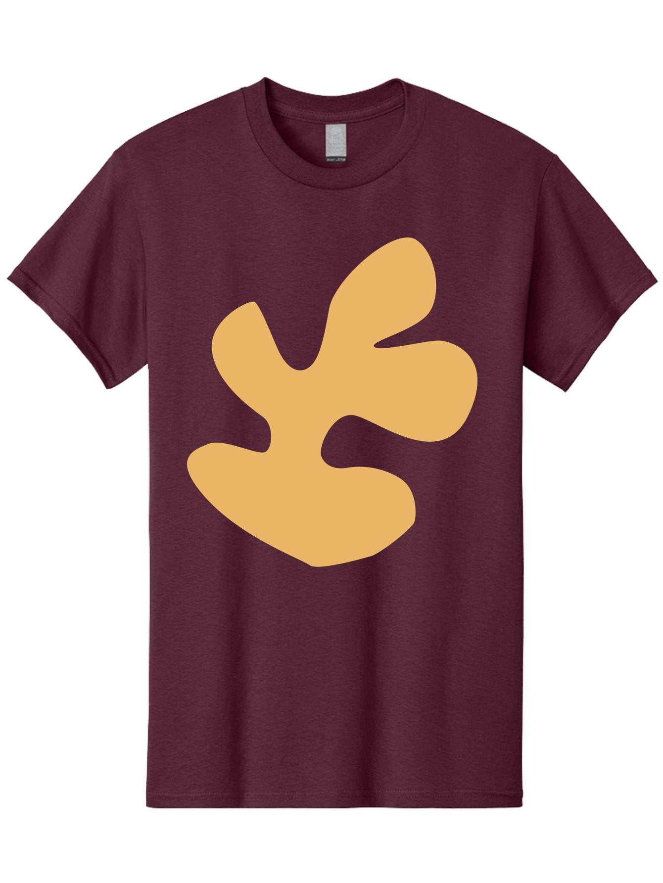 Ginkgo-Leaf Men'S Graphic Tee, 100% Cotton, Comfortable Casual Summer Wear, Machine Washable, Ginko Leaf, Abstract Shape, Minimalist Design, Simple Graphics, Tan Color, Modern Art, Digital Illustration Aab619 6