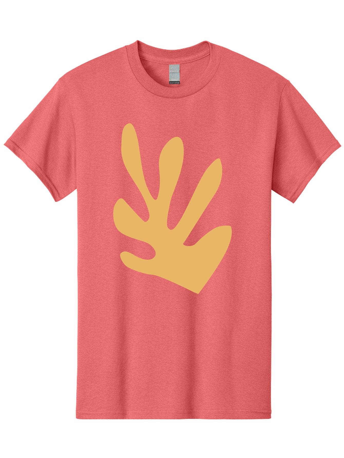 Handprint Men'S Graphic Tee, 100% Cotton, Comfortable Casual Summer Wear, Machine Washable, Handprint, Peach Colored Hand, Simple Illustration, Minimalist Design, Children'S Art, Creative Expression, Hand Gesture Aab621 4