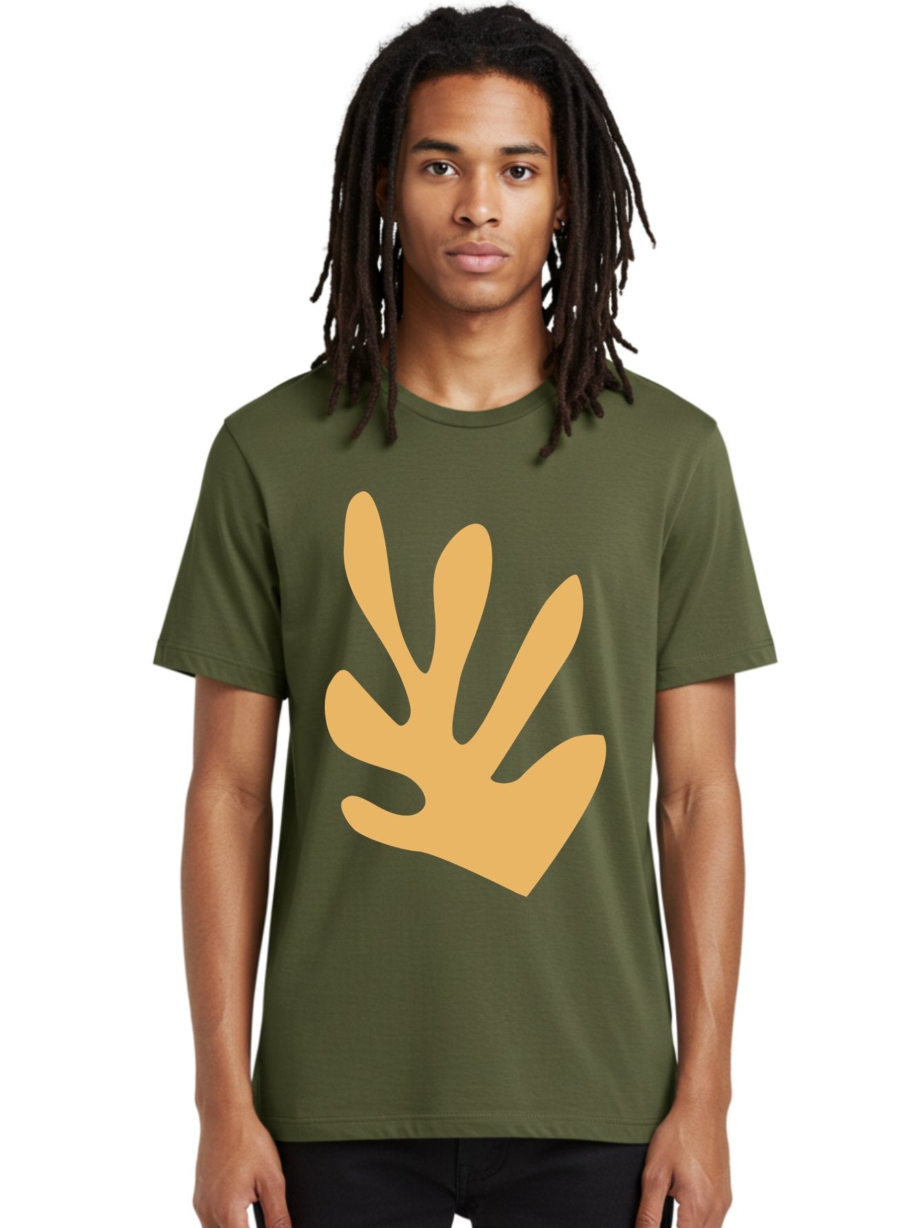 Handprint Men'S Graphic Tee, 100% Cotton, Comfortable Casual Summer Wear, Machine Washable, Handprint, Peach Colored Hand, Simple Illustration, Minimalist Design, Children'S Art, Creative Expression, Hand Gesture Aab621 24