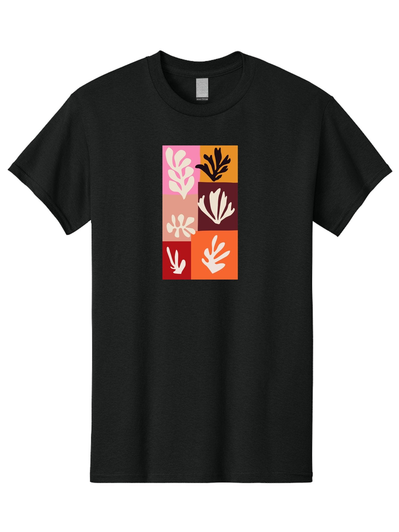 Leaf-Patterns Men'S Graphic Tee, 100% Cotton, Comfortable Casual Summer Wear, Machine Washable, Abstract Art, Cut-Out Technique, Floral Motifs, Bold Colors, Minimalist Design, Modern Art, Decorative Patterns, Leaf Silhouettes, Artistic Collage Aab622 12
