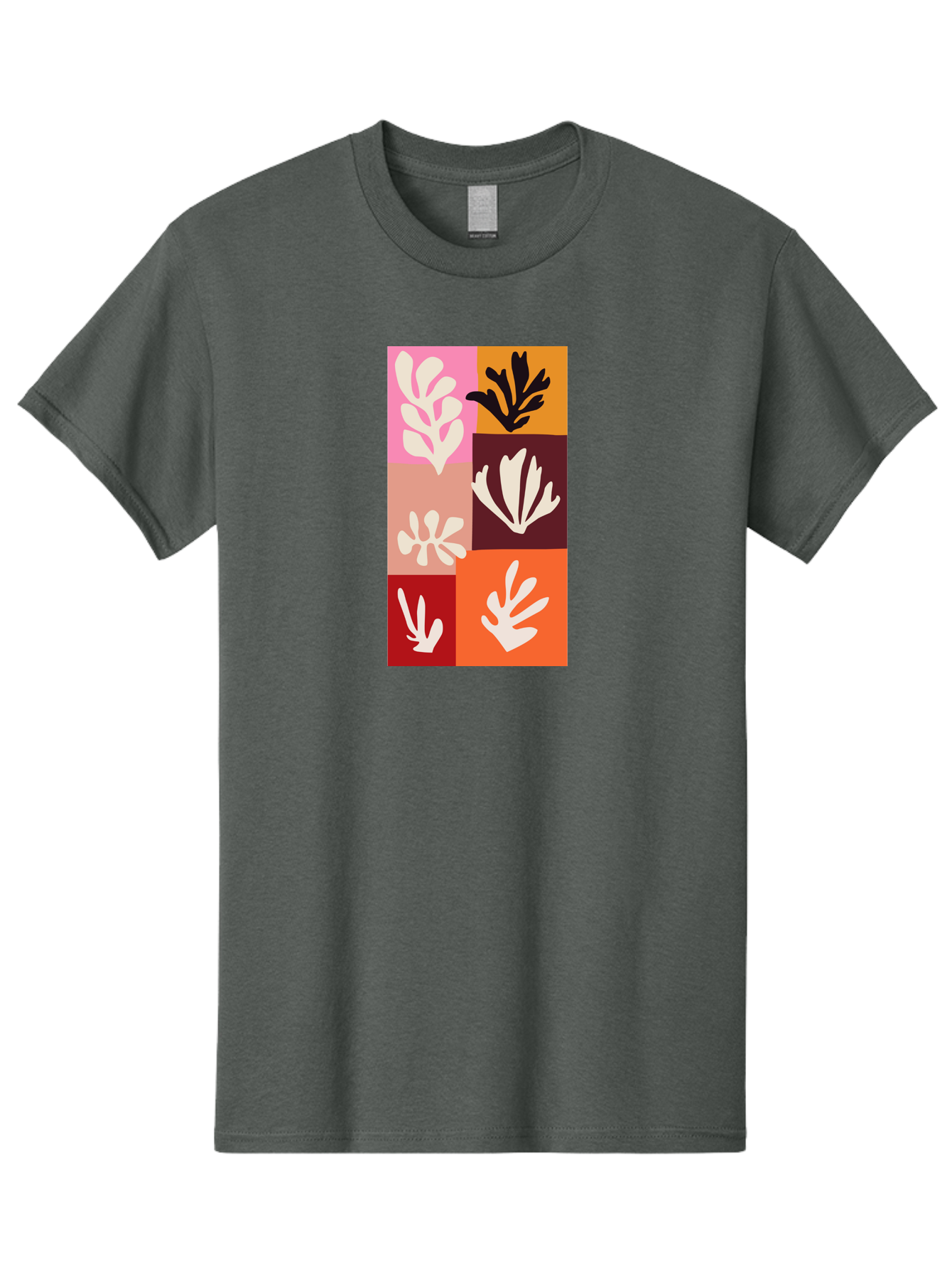 Leaf-Patterns Men'S Graphic Tee, 100% Cotton, Comfortable Casual Summer Wear, Machine Washable, Abstract Art, Cut-Out Technique, Floral Motifs, Bold Colors, Minimalist Design, Modern Art, Decorative Patterns, Leaf Silhouettes, Artistic Collage Aab622 15
