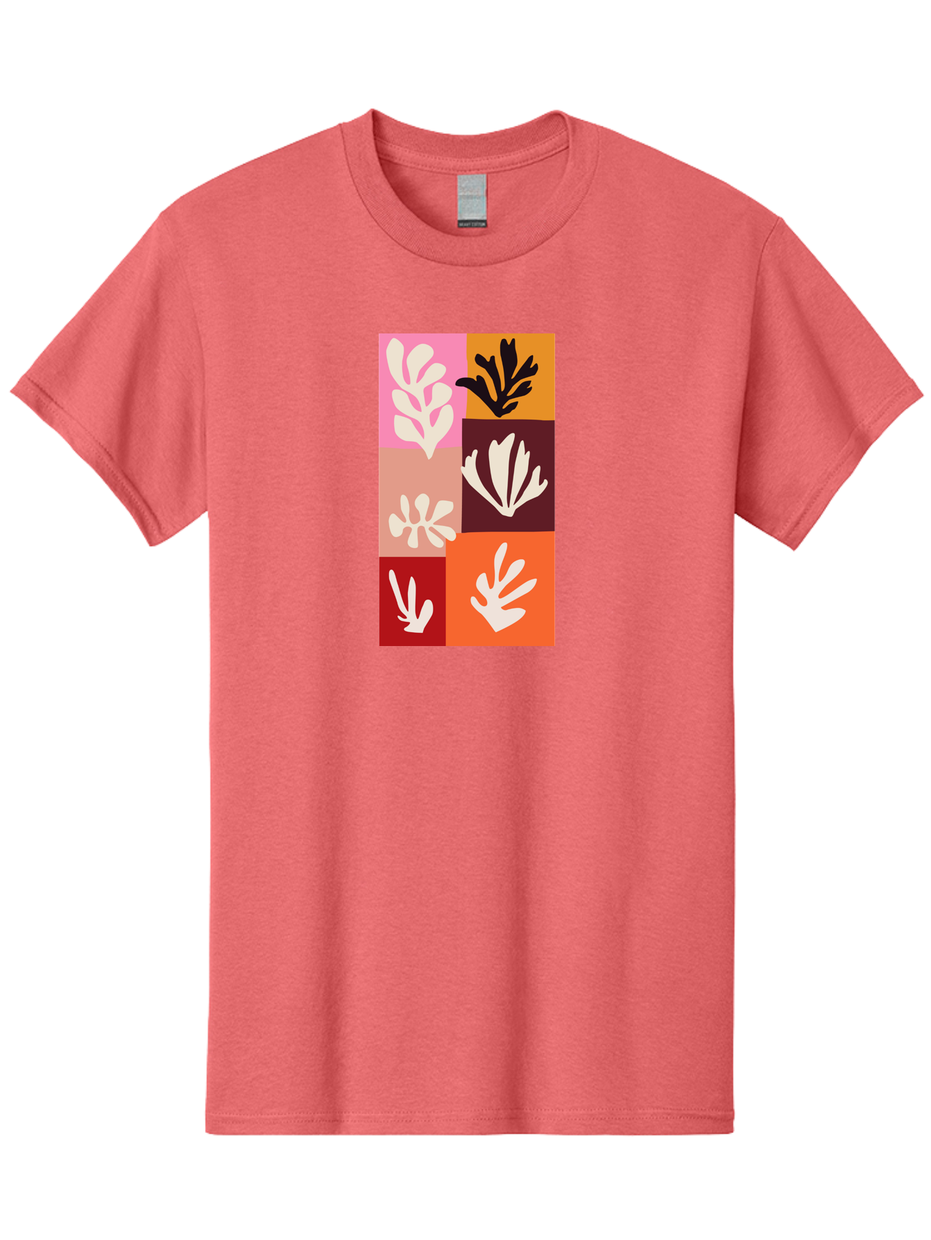 Leaf-Patterns Men'S Graphic Tee, 100% Cotton, Comfortable Casual Summer Wear, Machine Washable, Abstract Art, Cut-Out Technique, Floral Motifs, Bold Colors, Minimalist Design, Modern Art, Decorative Patterns, Leaf Silhouettes, Artistic Collage Aab622 25