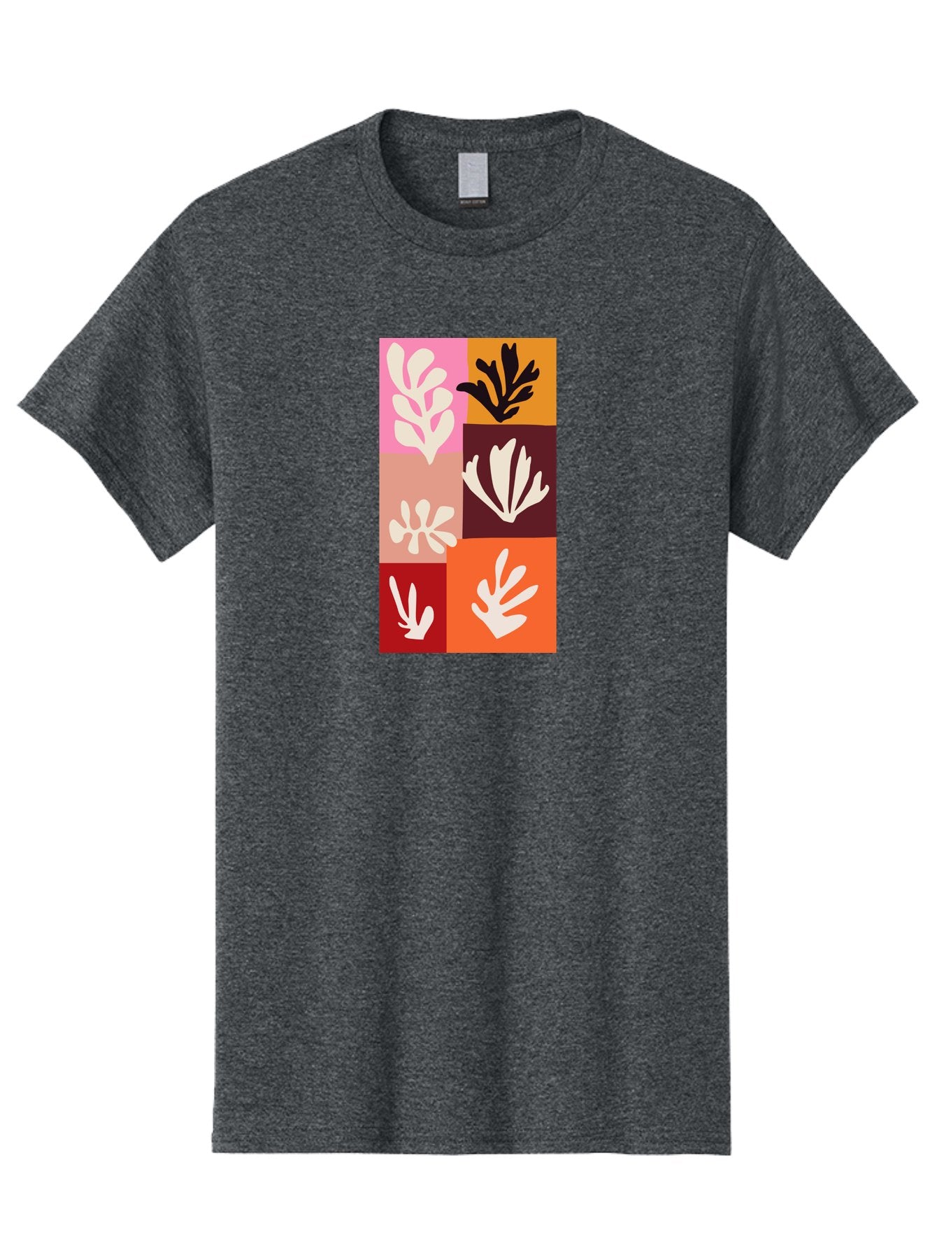 Leaf-Patterns Men'S Graphic Tee, 100% Cotton, Comfortable Casual Summer Wear, Machine Washable, Abstract Art, Cut-Out Technique, Floral Motifs, Bold Colors, Minimalist Design, Modern Art, Decorative Patterns, Leaf Silhouettes, Artistic Collage Aab622 15