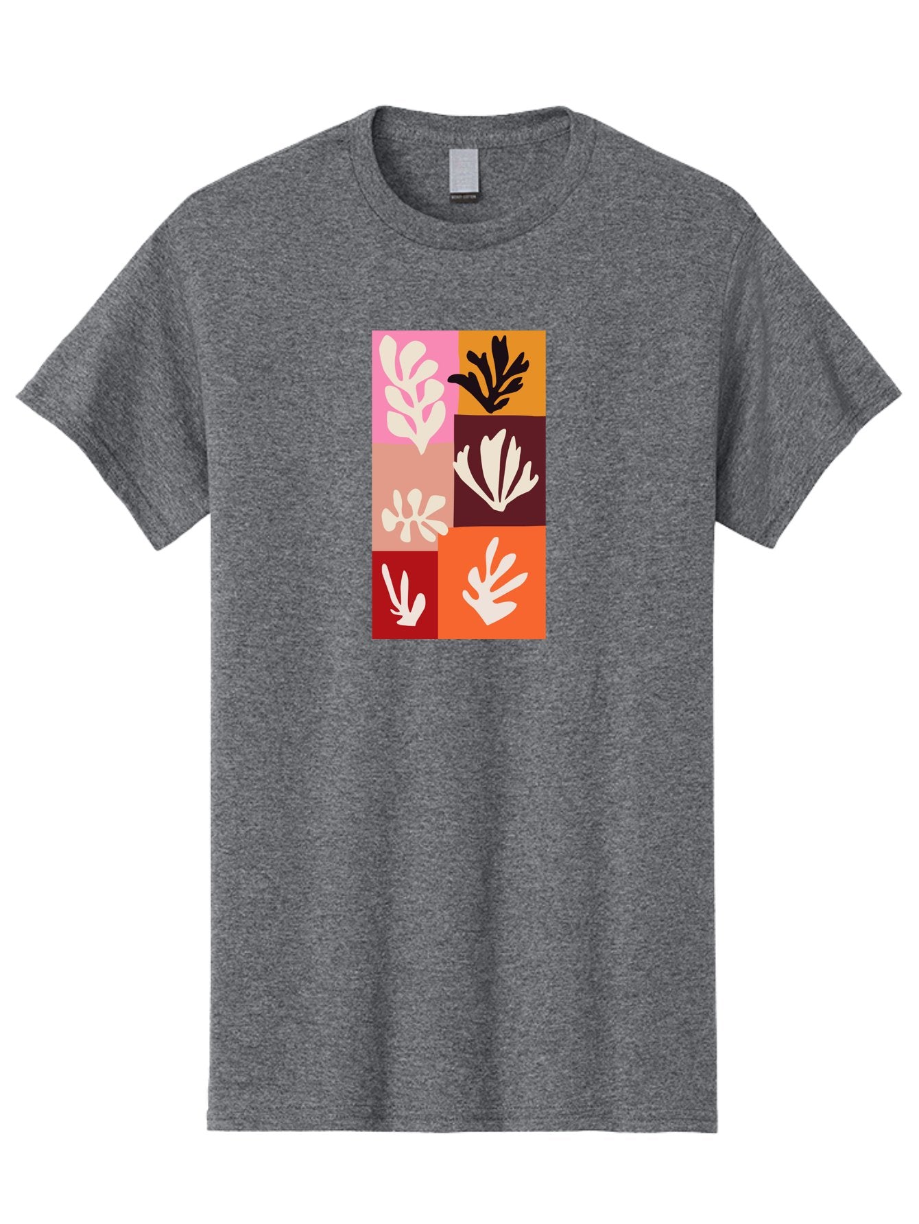 Leaf-Patterns Men'S Graphic Tee, 100% Cotton, Comfortable Casual Summer Wear, Machine Washable, Abstract Art, Cut-Out Technique, Floral Motifs, Bold Colors, Minimalist Design, Modern Art, Decorative Patterns, Leaf Silhouettes, Artistic Collage Aab622 10