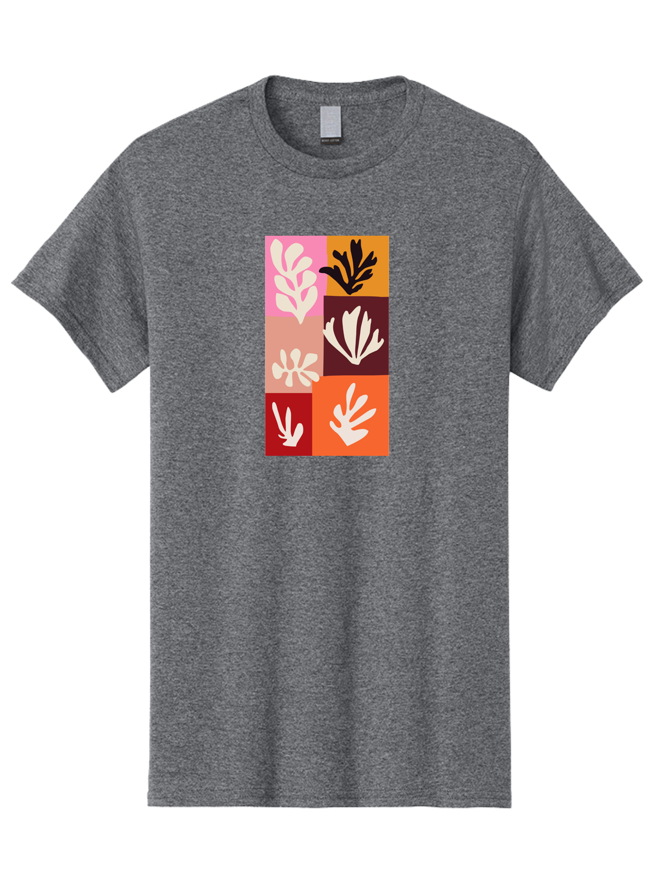 Leaf-Patterns Men'S Graphic Tee, 100% Cotton, Comfortable Casual Summer Wear, Machine Washable, Abstract Art, Cut-Out Technique, Floral Motifs, Bold Colors, Minimalist Design, Modern Art, Decorative Patterns, Leaf Silhouettes, Artistic Collage Aab622 27