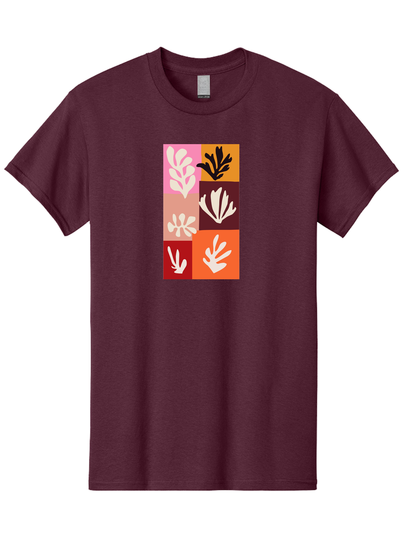 Leaf-Patterns Men'S Graphic Tee, 100% Cotton, Comfortable Casual Summer Wear, Machine Washable, Abstract Art, Cut-Out Technique, Floral Motifs, Bold Colors, Minimalist Design, Modern Art, Decorative Patterns, Leaf Silhouettes, Artistic Collage Aab622 11