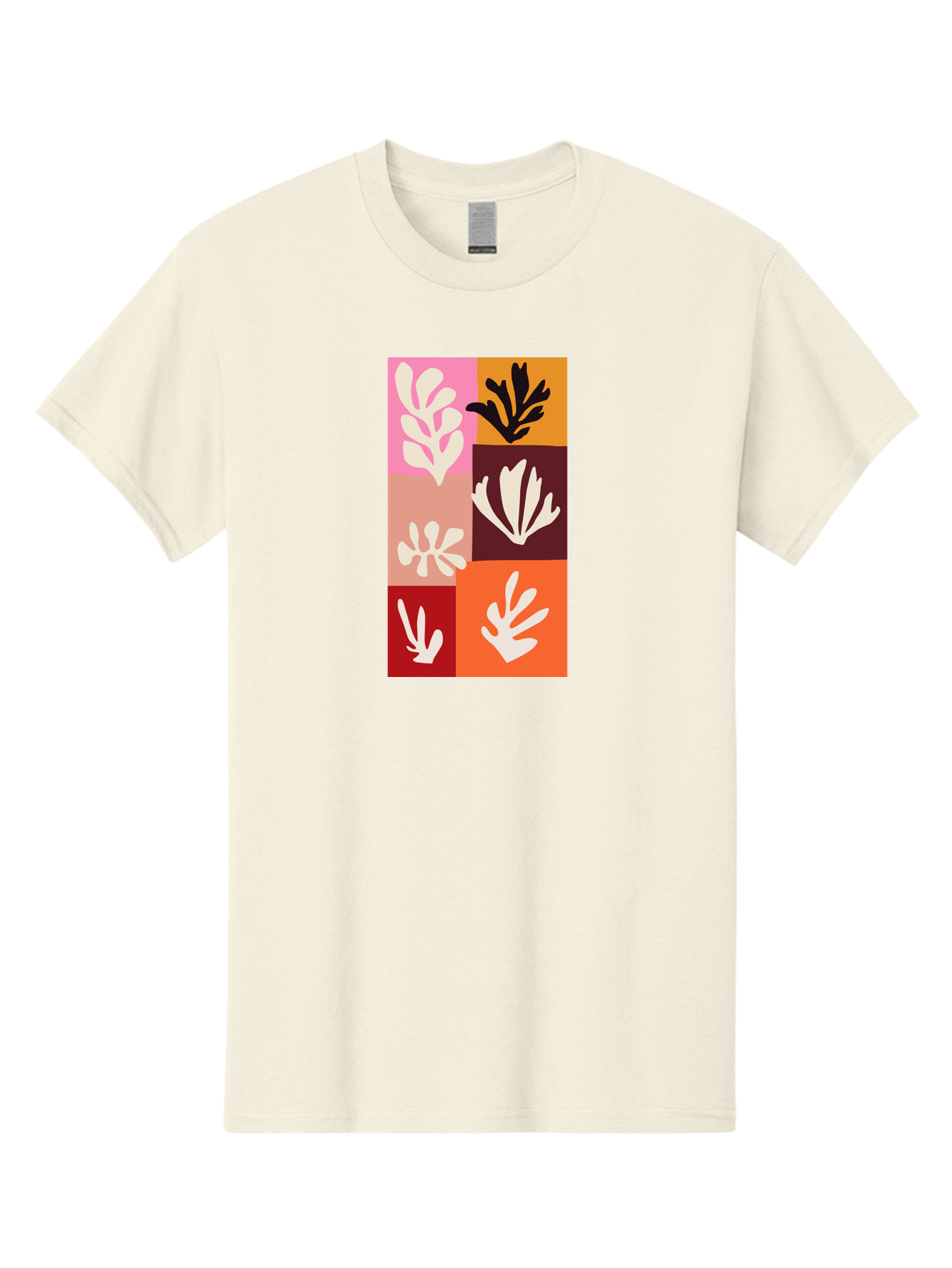 Leaf-Patterns Men'S Graphic Tee, 100% Cotton, Comfortable Casual Summer Wear, Machine Washable, Abstract Art, Cut-Out Technique, Floral Motifs, Bold Colors, Minimalist Design, Modern Art, Decorative Patterns, Leaf Silhouettes, Artistic Collage Aab622 17