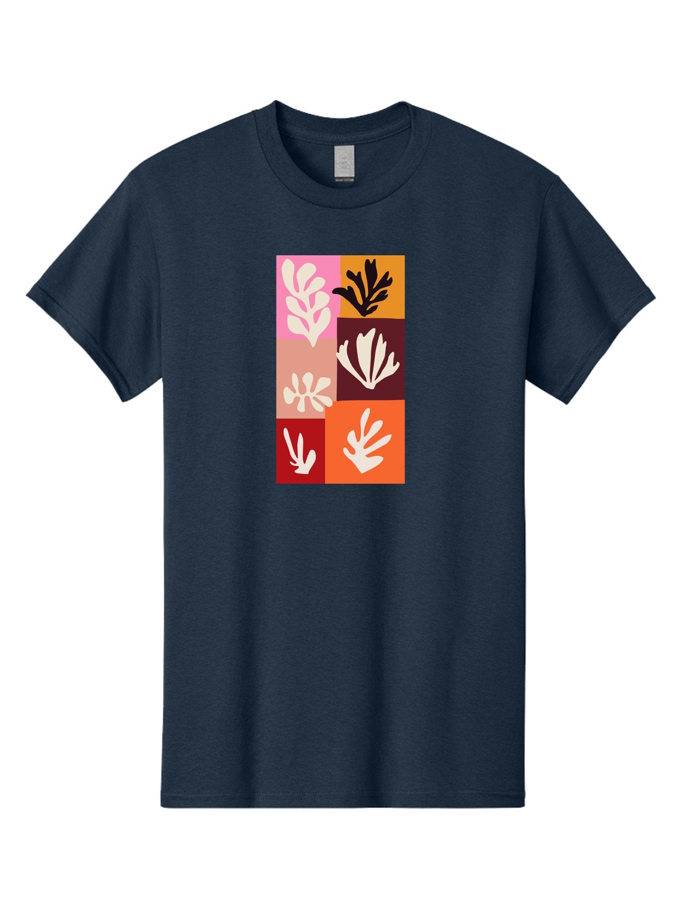 Leaf-Patterns Men'S Graphic Tee, 100% Cotton, Comfortable Casual Summer Wear, Machine Washable, Abstract Art, Cut-Out Technique, Floral Motifs, Bold Colors, Minimalist Design, Modern Art, Decorative Patterns, Leaf Silhouettes, Artistic Collage Aab622 11