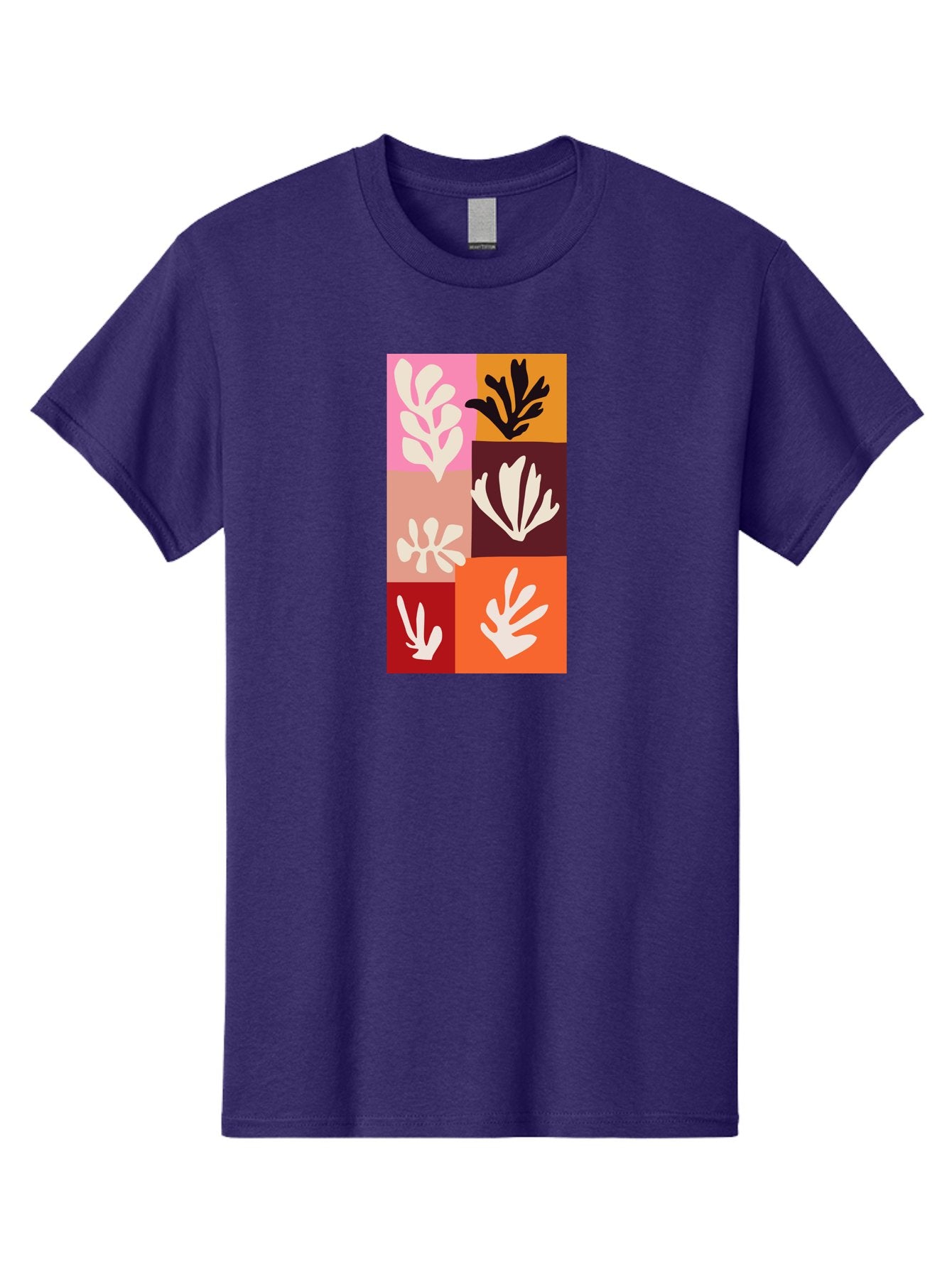 Leaf-Patterns Men'S Graphic Tee, 100% Cotton, Comfortable Casual Summer Wear, Machine Washable, Abstract Art, Cut-Out Technique, Floral Motifs, Bold Colors, Minimalist Design, Modern Art, Decorative Patterns, Leaf Silhouettes, Artistic Collage Aab622 9