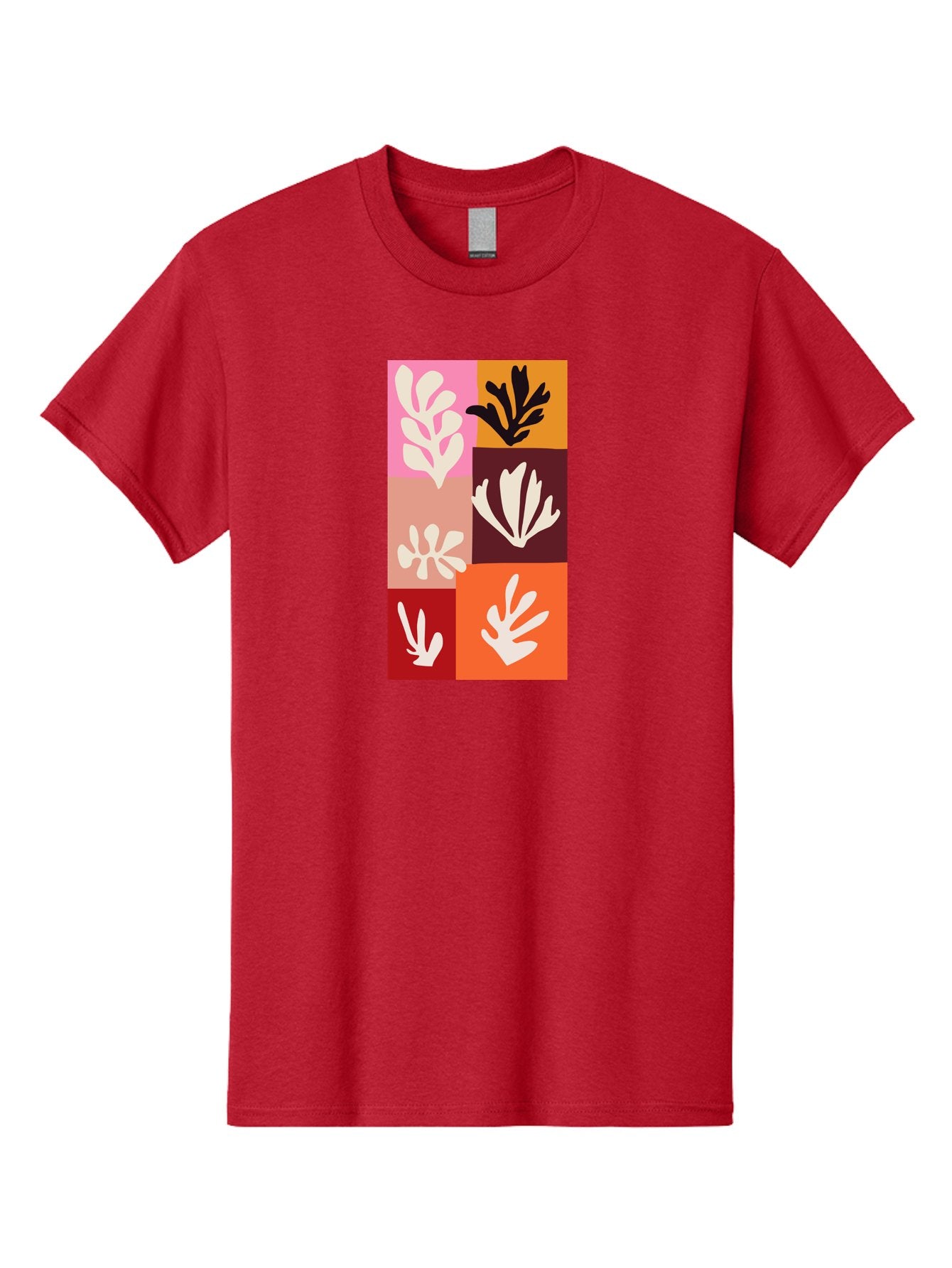 Leaf-Patterns Men'S Graphic Tee, 100% Cotton, Comfortable Casual Summer Wear, Machine Washable, Abstract Art, Cut-Out Technique, Floral Motifs, Bold Colors, Minimalist Design, Modern Art, Decorative Patterns, Leaf Silhouettes, Artistic Collage Aab622 4