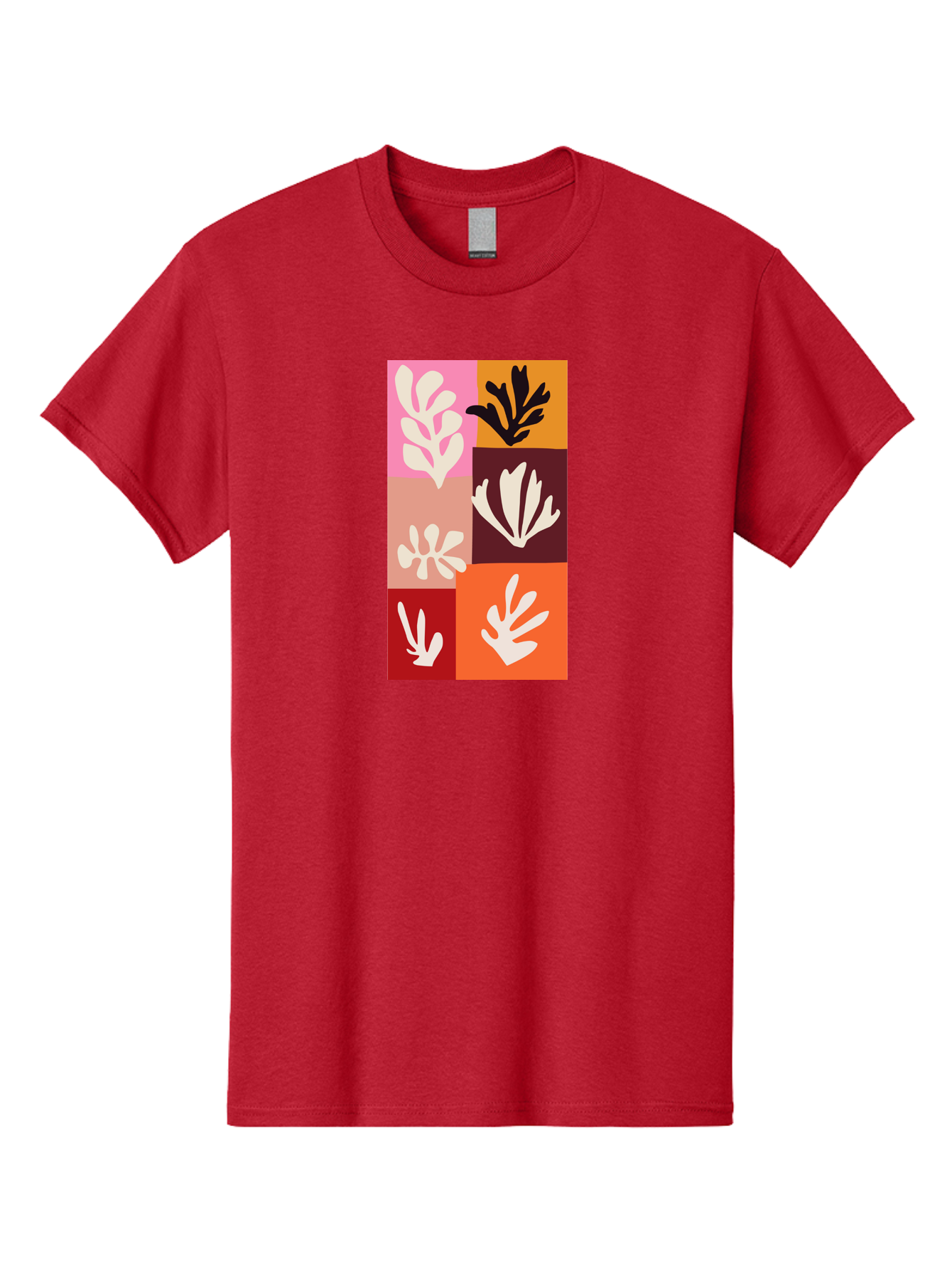 Leaf-Patterns Men'S Graphic Tee, 100% Cotton, Comfortable Casual Summer Wear, Machine Washable, Abstract Art, Cut-Out Technique, Floral Motifs, Bold Colors, Minimalist Design, Modern Art, Decorative Patterns, Leaf Silhouettes, Artistic Collage Aab622 23