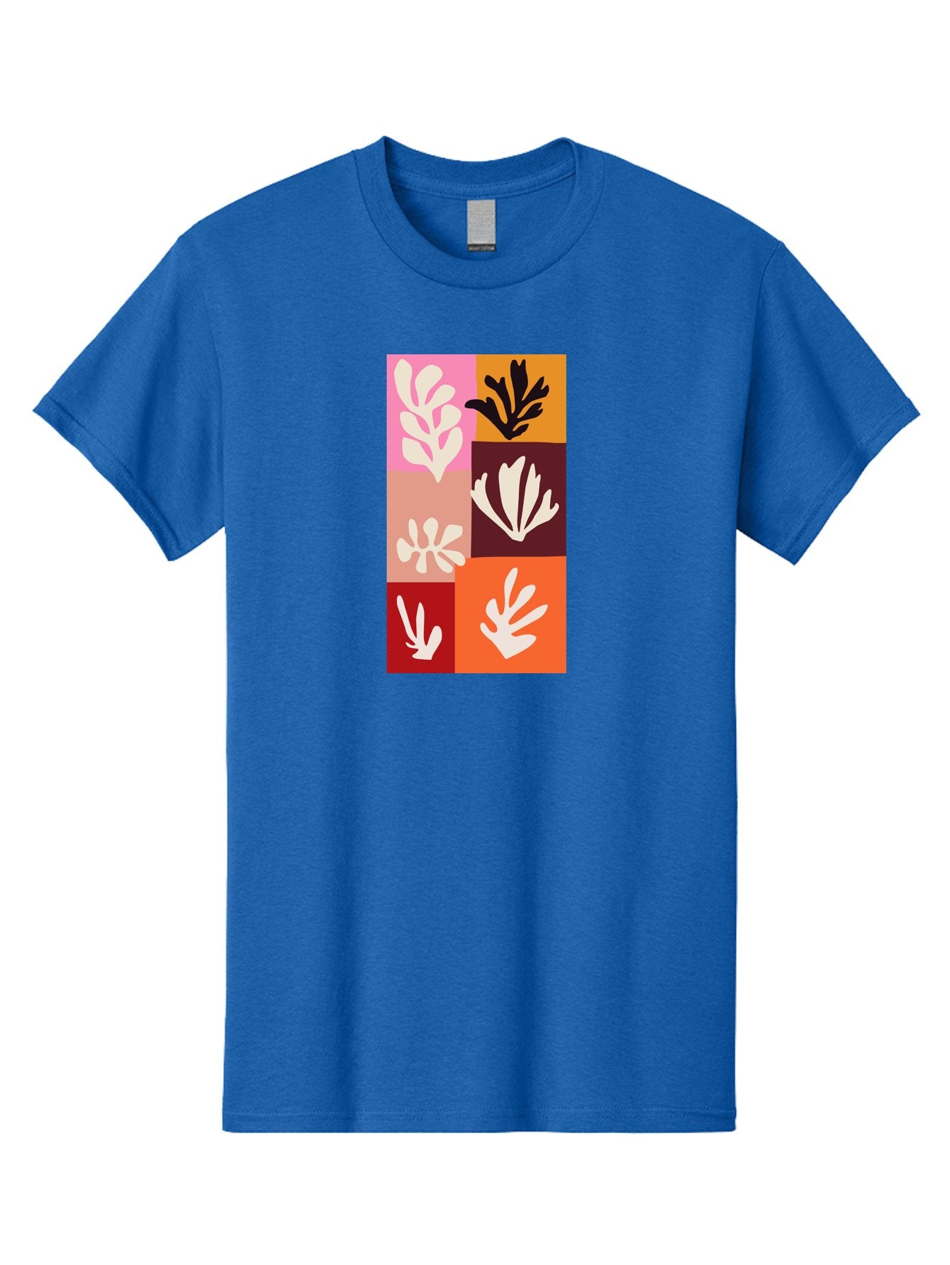 Leaf-Patterns Men'S Graphic Tee, 100% Cotton, Comfortable Casual Summer Wear, Machine Washable, Abstract Art, Cut-Out Technique, Floral Motifs, Bold Colors, Minimalist Design, Modern Art, Decorative Patterns, Leaf Silhouettes, Artistic Collage Aab622 14