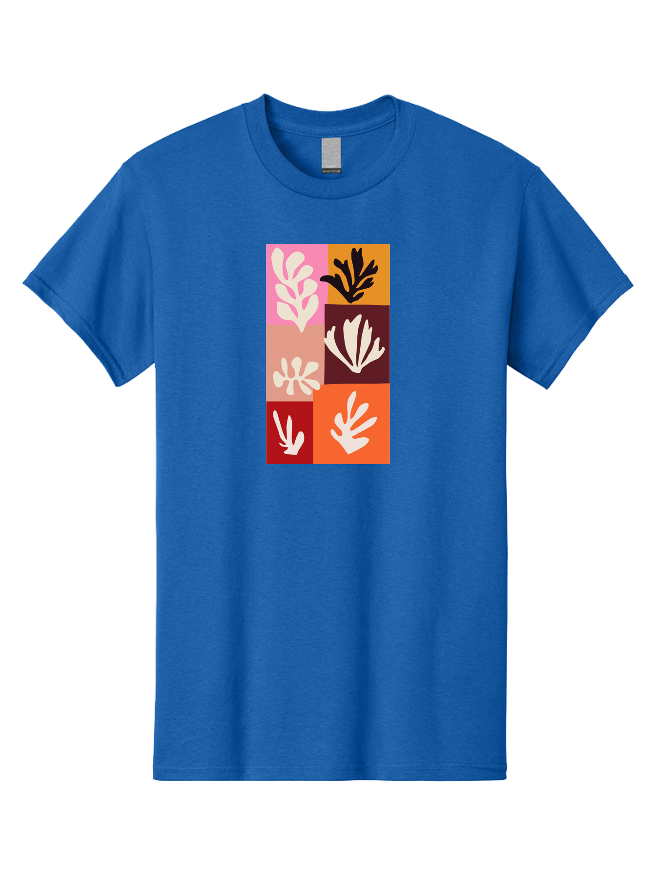 Leaf-Patterns Men'S Graphic Tee, 100% Cotton, Comfortable Casual Summer Wear, Machine Washable, Abstract Art, Cut-Out Technique, Floral Motifs, Bold Colors, Minimalist Design, Modern Art, Decorative Patterns, Leaf Silhouettes, Artistic Collage Aab622 3