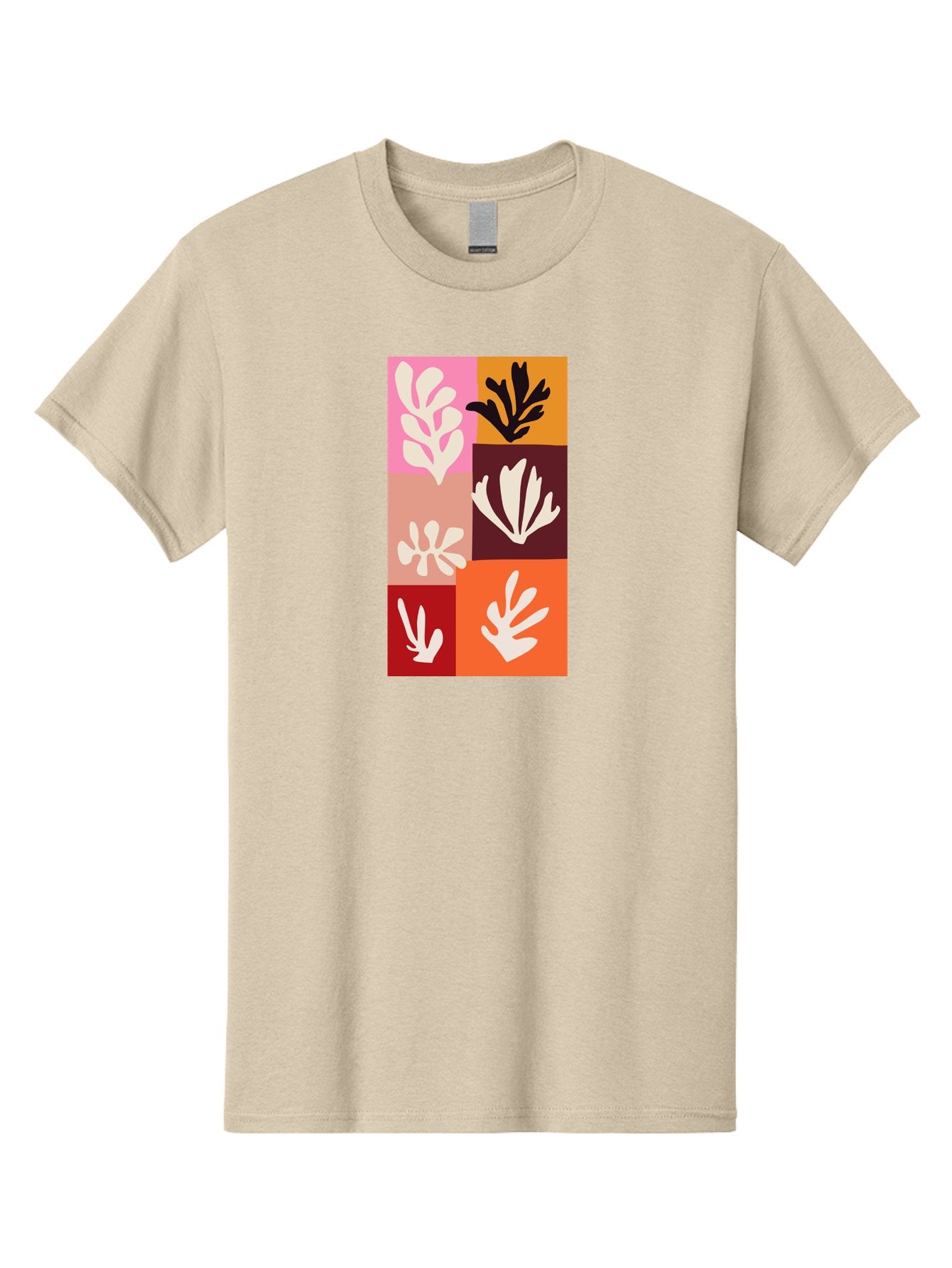 Leaf-Patterns Men'S Graphic Tee, 100% Cotton, Comfortable Casual Summer Wear, Machine Washable, Abstract Art, Cut-Out Technique, Floral Motifs, Bold Colors, Minimalist Design, Modern Art, Decorative Patterns, Leaf Silhouettes, Artistic Collage Aab622 6