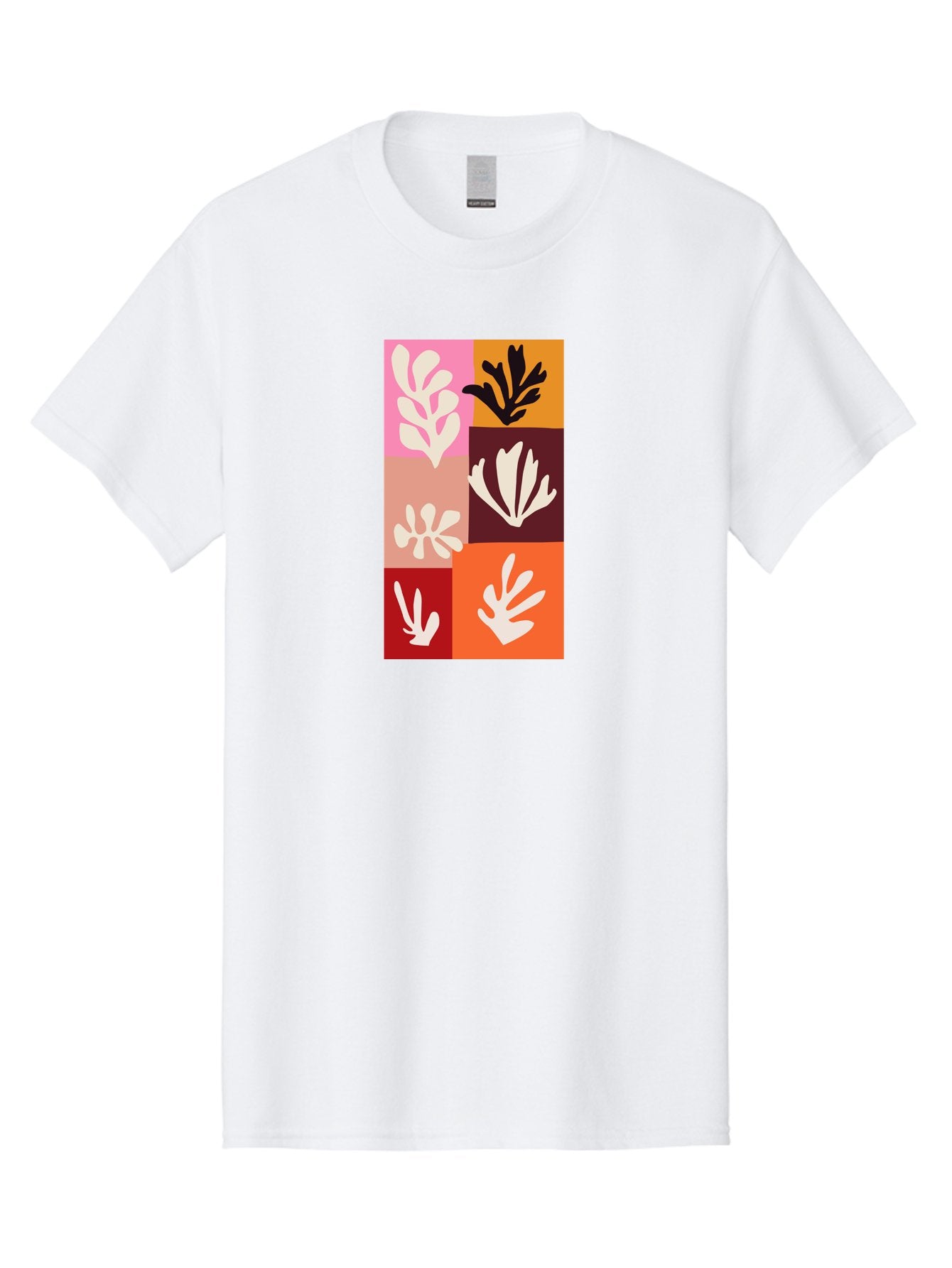 Leaf-Patterns Men'S Graphic Tee, 100% Cotton, Comfortable Casual Summer Wear, Machine Washable, Abstract Art, Cut-Out Technique, Floral Motifs, Bold Colors, Minimalist Design, Modern Art, Decorative Patterns, Leaf Silhouettes, Artistic Collage Aab622 13