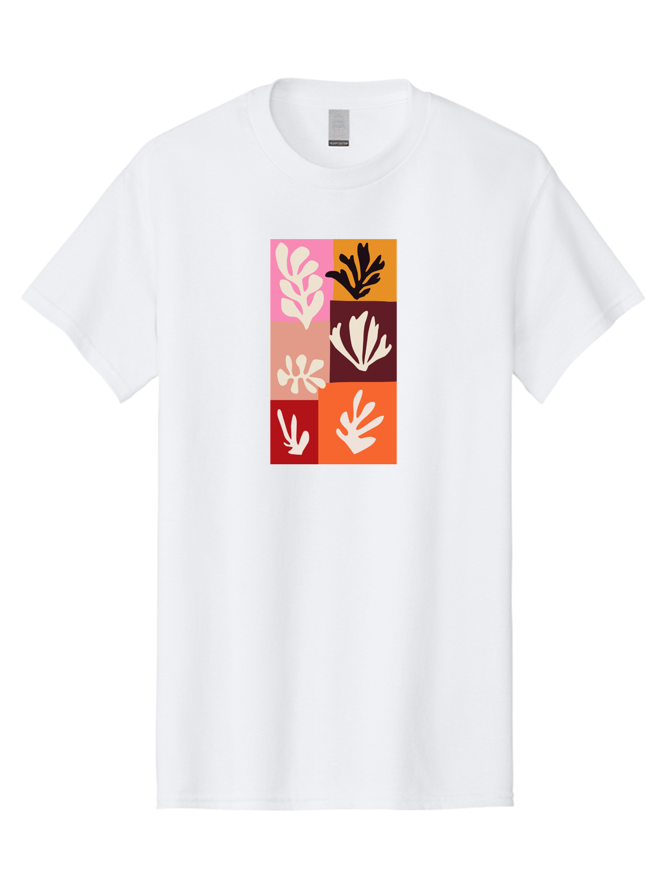 Leaf-Patterns Men'S Graphic Tee, 100% Cotton, Comfortable Casual Summer Wear, Machine Washable, Abstract Art, Cut-Out Technique, Floral Motifs, Bold Colors, Minimalist Design, Modern Art, Decorative Patterns, Leaf Silhouettes, Artistic Collage Aab622 29