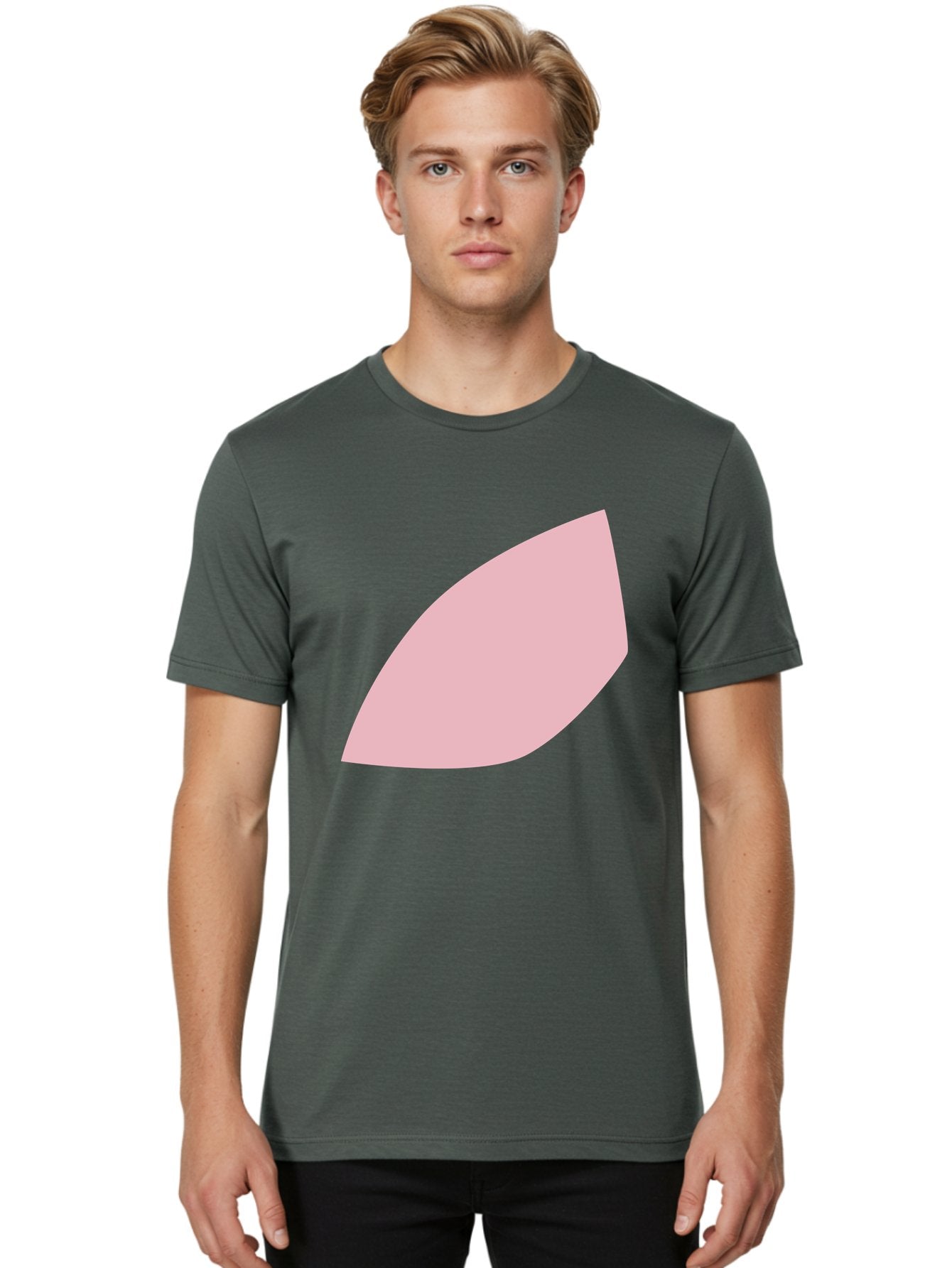 Pink-Leaf Men'S Graphic Tee, 100% Cotton, Comfortable Casual Summer Wear, Machine Washable, Pink Leaf, Simple Shape, Minimal Design, Abstract Art, Soft Pink Color, Leaf Illustration, Digital Graphics, Modern Art Aab626 17