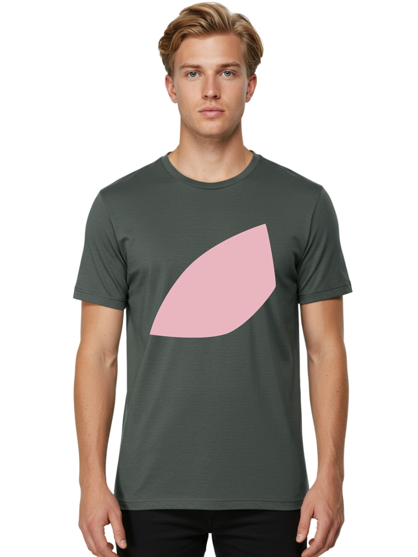 Pink-Leaf Men'S Graphic Tee, 100% Cotton, Comfortable Casual Summer Wear, Machine Washable, Pink Leaf, Simple Shape, Minimal Design, Abstract Art, Soft Pink Color, Leaf Illustration, Digital Graphics, Modern Art Aab626 28