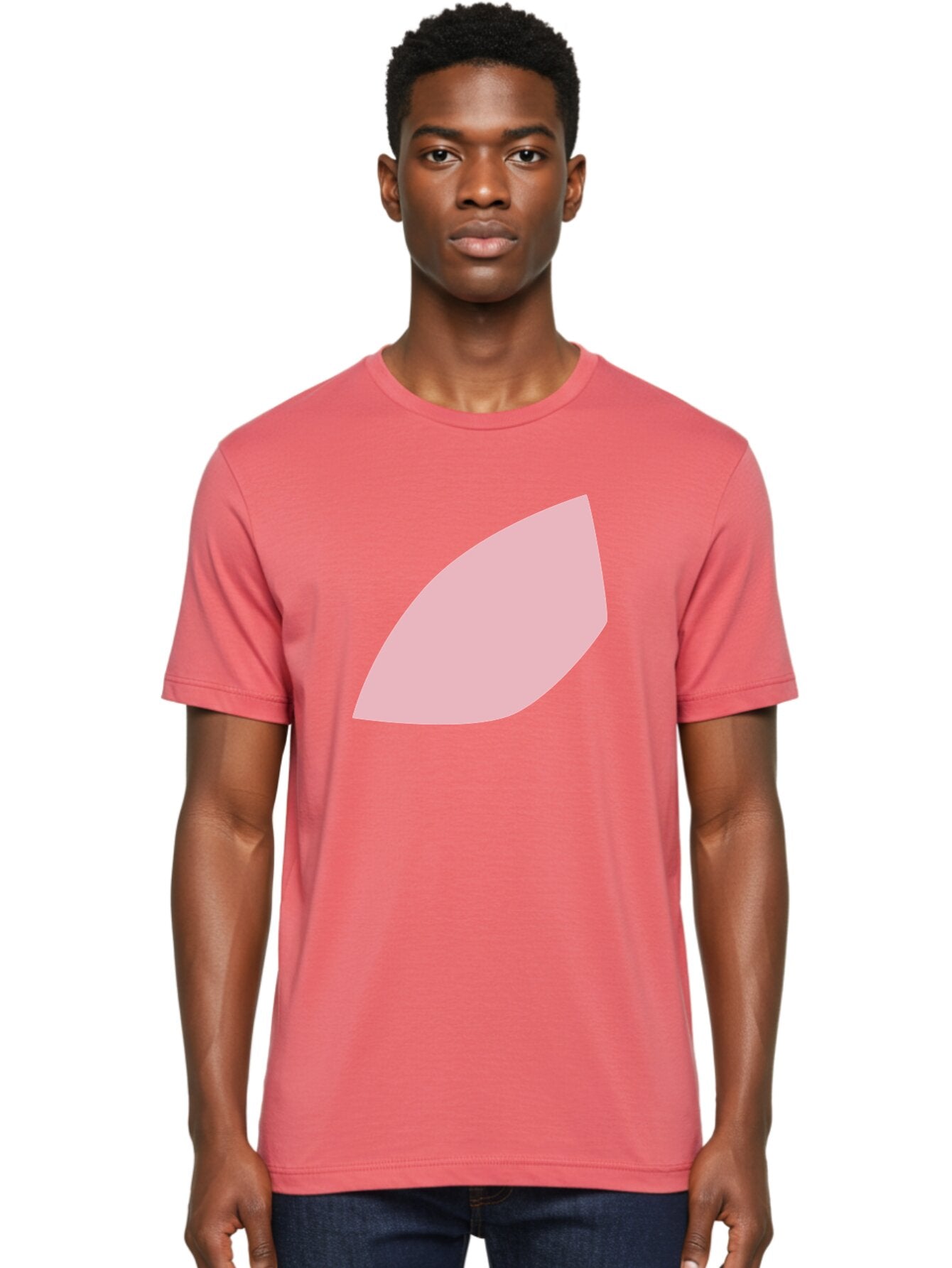 Pink-Leaf Men'S Graphic Tee, 100% Cotton, Comfortable Casual Summer Wear, Machine Washable, Pink Leaf, Simple Shape, Minimal Design, Abstract Art, Soft Pink Color, Leaf Illustration, Digital Graphics, Modern Art Aab626 21