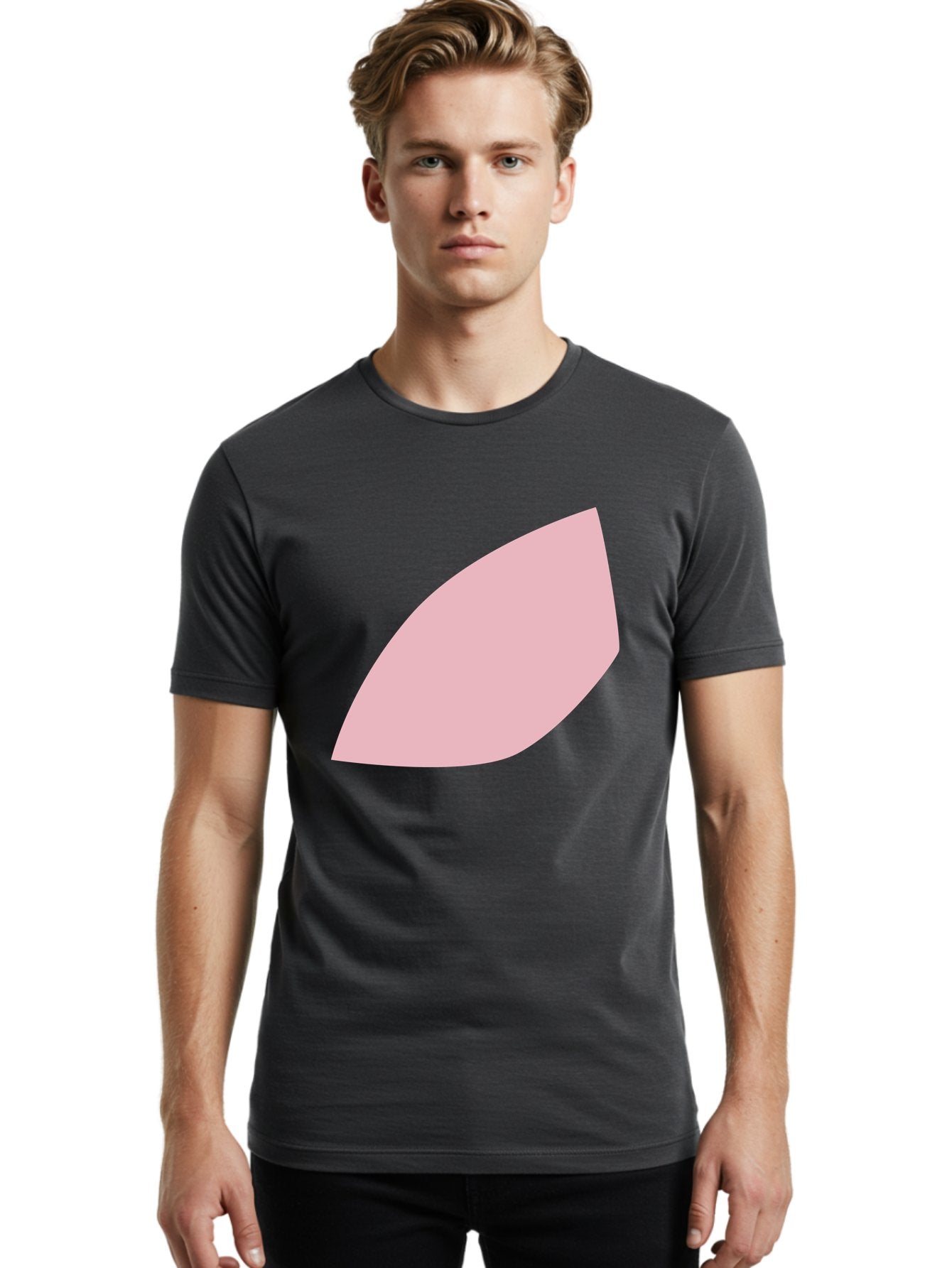 Pink-Leaf Men'S Graphic Tee, 100% Cotton, Comfortable Casual Summer Wear, Machine Washable, Pink Leaf, Simple Shape, Minimal Design, Abstract Art, Soft Pink Color, Leaf Illustration, Digital Graphics, Modern Art Aab626 28