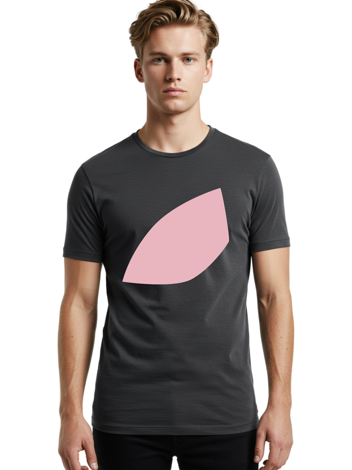 Pink-Leaf Men'S Graphic Tee, 100% Cotton, Comfortable Casual Summer Wear, Machine Washable, Pink Leaf, Simple Shape, Minimal Design, Abstract Art, Soft Pink Color, Leaf Illustration, Digital Graphics, Modern Art Aab626 6