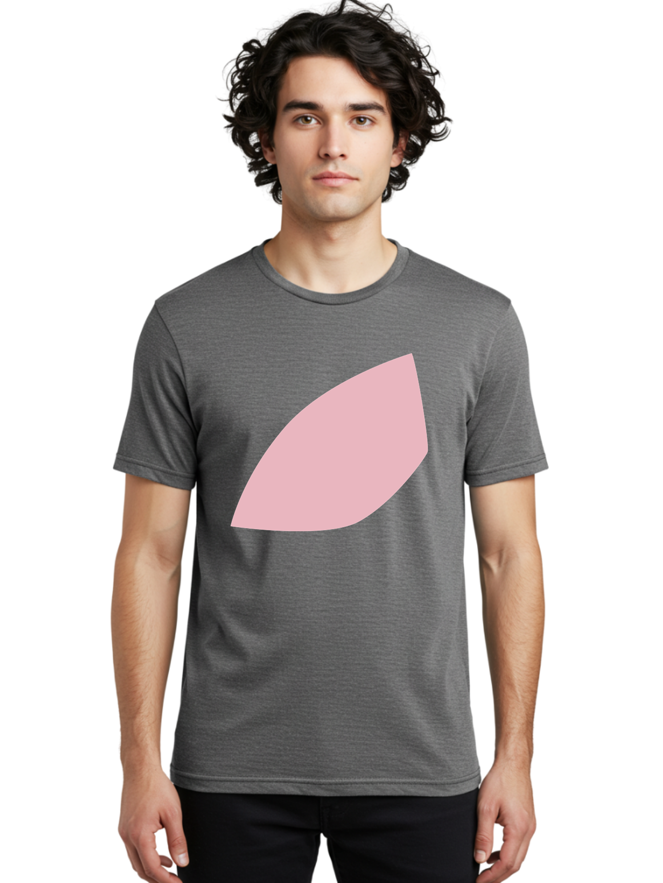 Pink-Leaf Men'S Graphic Tee, 100% Cotton, Comfortable Casual Summer Wear, Machine Washable, Pink Leaf, Simple Shape, Minimal Design, Abstract Art, Soft Pink Color, Leaf Illustration, Digital Graphics, Modern Art Aab626 4