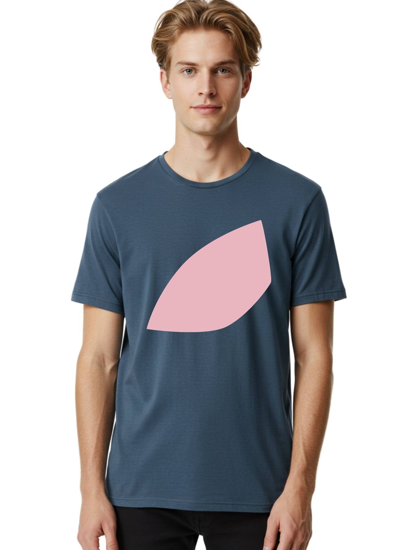 Pink-Leaf Men'S Graphic Tee, 100% Cotton, Comfortable Casual Summer Wear, Machine Washable, Pink Leaf, Simple Shape, Minimal Design, Abstract Art, Soft Pink Color, Leaf Illustration, Digital Graphics, Modern Art Aab626 24