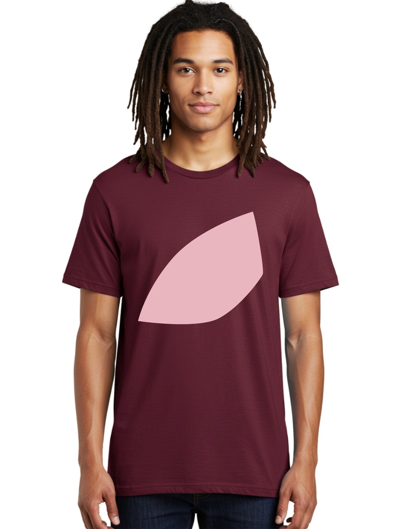 Pink-Leaf Men'S Graphic Tee, 100% Cotton, Comfortable Casual Summer Wear, Machine Washable, Pink Leaf, Simple Shape, Minimal Design, Abstract Art, Soft Pink Color, Leaf Illustration, Digital Graphics, Modern Art Aab626 22