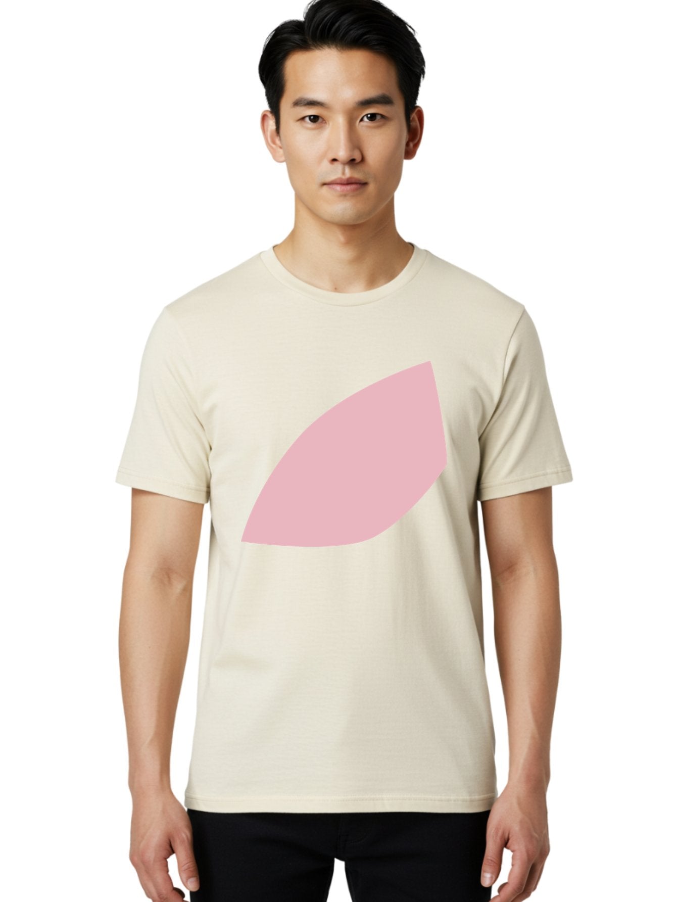 Pink-Leaf Men'S Graphic Tee, 100% Cotton, Comfortable Casual Summer Wear, Machine Washable, Pink Leaf, Simple Shape, Minimal Design, Abstract Art, Soft Pink Color, Leaf Illustration, Digital Graphics, Modern Art Aab626 27