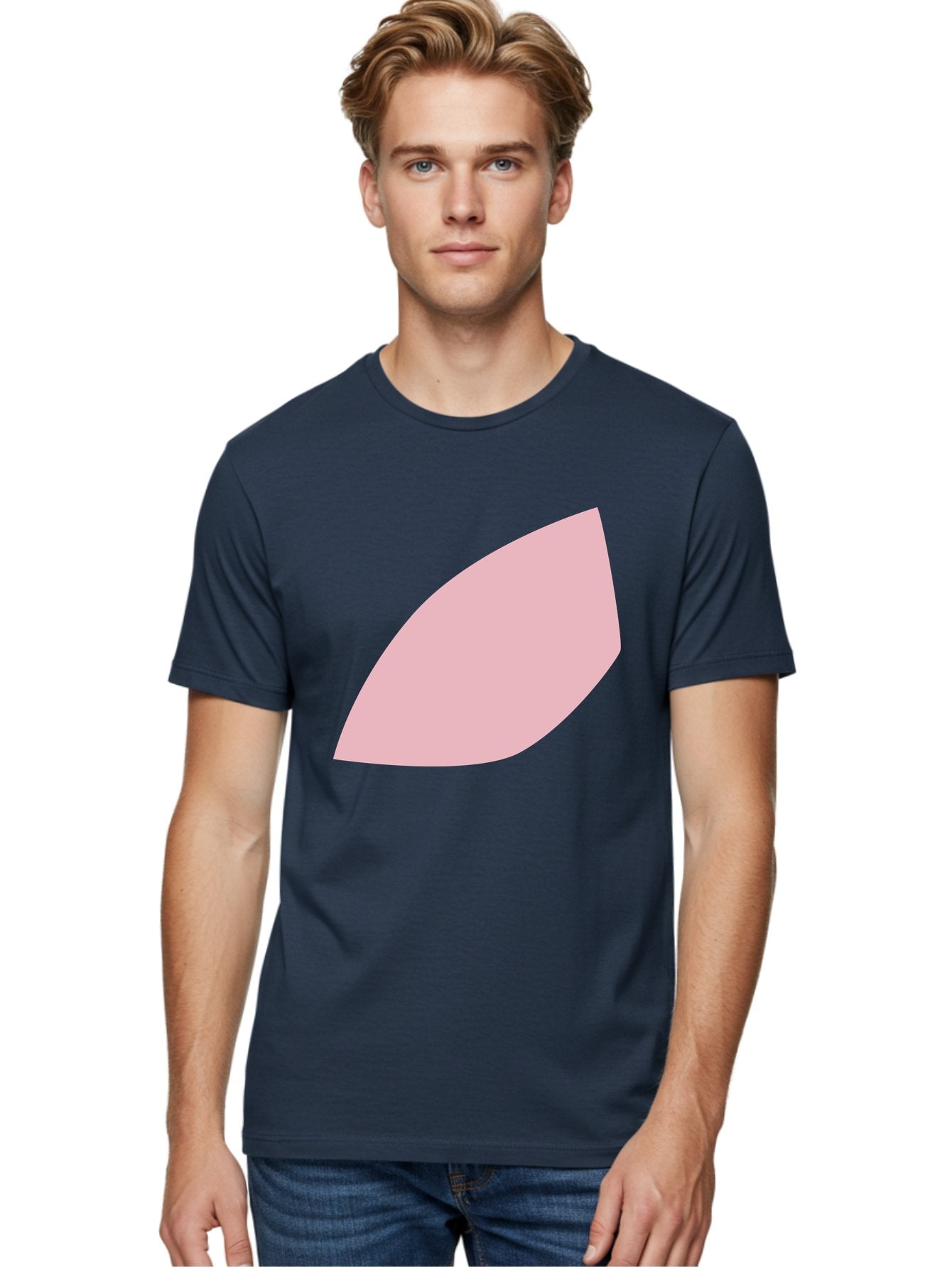 Pink-Leaf Men'S Graphic Tee, 100% Cotton, Comfortable Casual Summer Wear, Machine Washable, Pink Leaf, Simple Shape, Minimal Design, Abstract Art, Soft Pink Color, Leaf Illustration, Digital Graphics, Modern Art Aab626 23