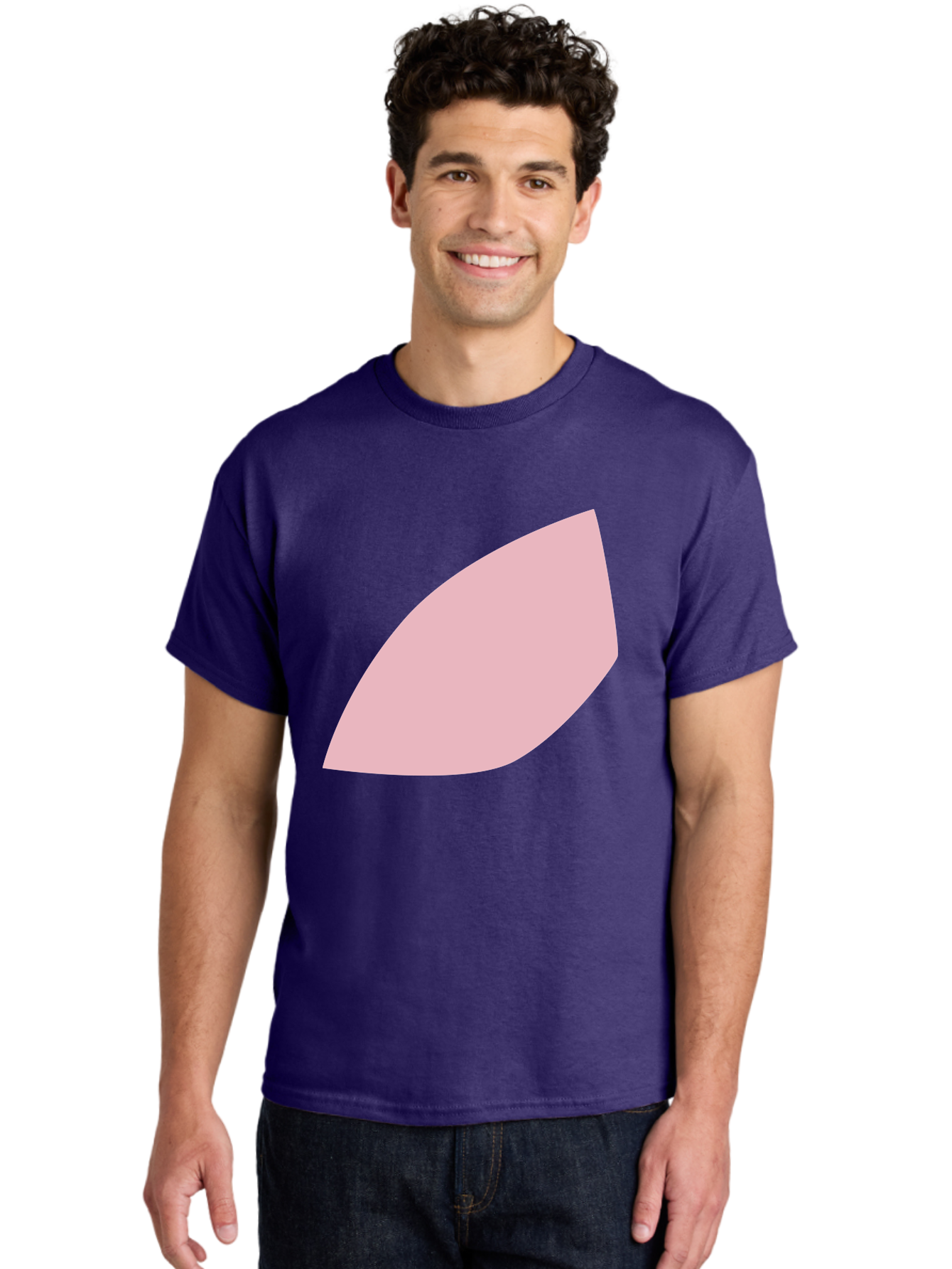 Pink-Leaf Men'S Graphic Tee, 100% Cotton, Comfortable Casual Summer Wear, Machine Washable, Pink Leaf, Simple Shape, Minimal Design, Abstract Art, Soft Pink Color, Leaf Illustration, Digital Graphics, Modern Art Aab626 26