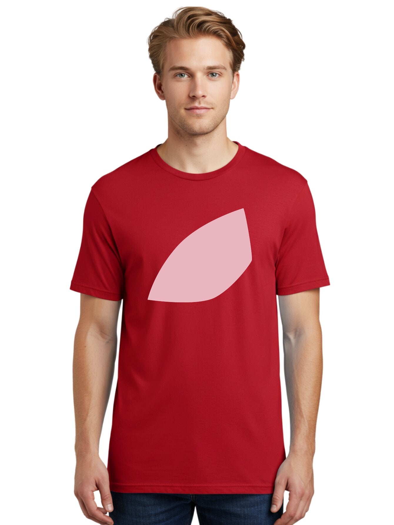 Pink-Leaf Men'S Graphic Tee, 100% Cotton, Comfortable Casual Summer Wear, Machine Washable, Pink Leaf, Simple Shape, Minimal Design, Abstract Art, Soft Pink Color, Leaf Illustration, Digital Graphics, Modern Art Aab626 20