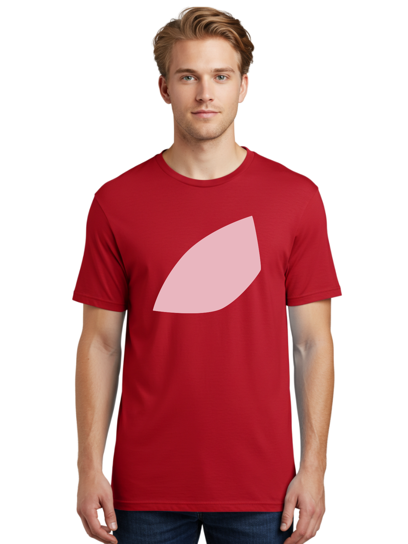 Pink-Leaf Men'S Graphic Tee, 100% Cotton, Comfortable Casual Summer Wear, Machine Washable, Pink Leaf, Simple Shape, Minimal Design, Abstract Art, Soft Pink Color, Leaf Illustration, Digital Graphics, Modern Art Aab626 30