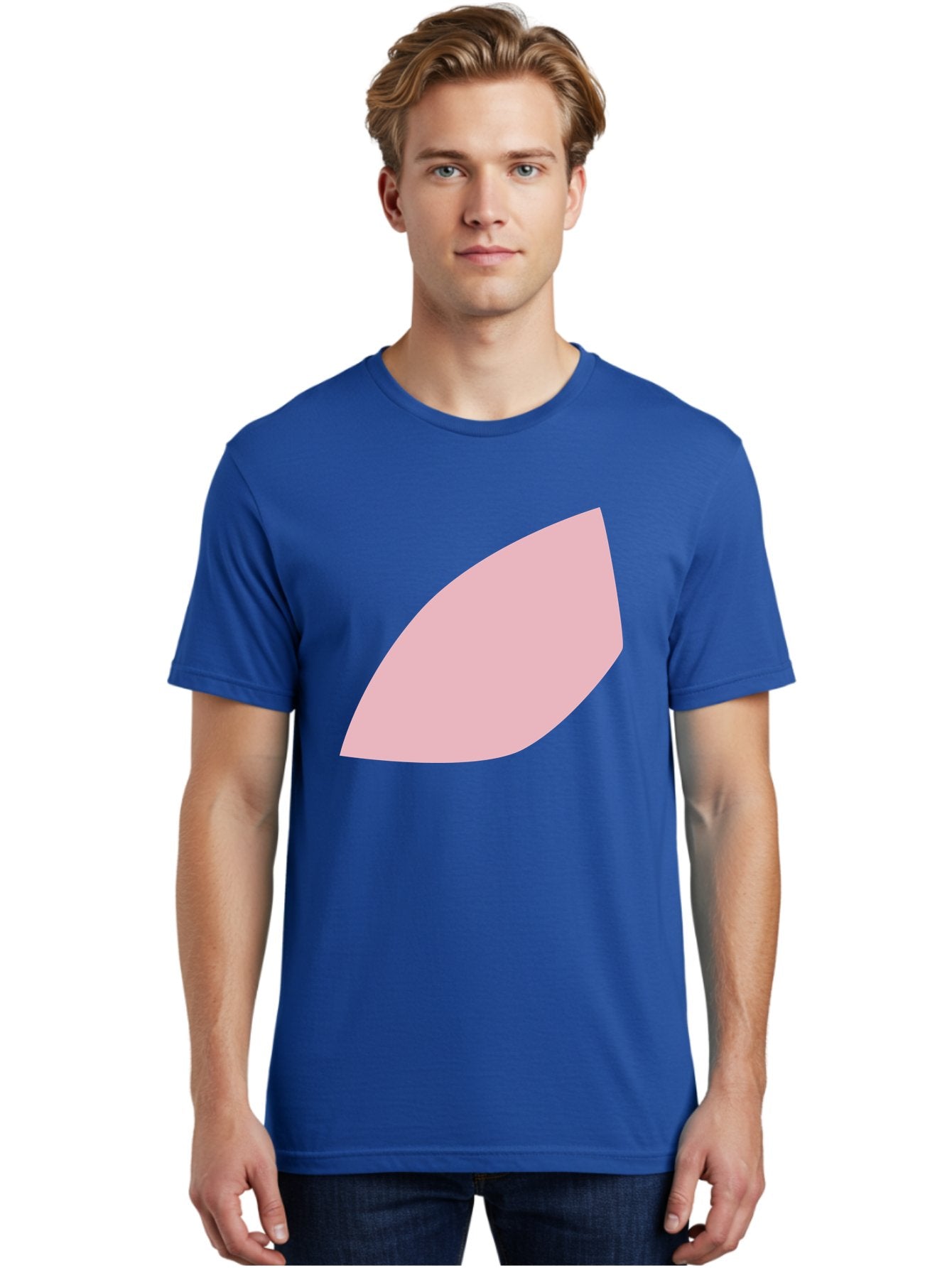 Pink-Leaf Men'S Graphic Tee, 100% Cotton, Comfortable Casual Summer Wear, Machine Washable, Pink Leaf, Simple Shape, Minimal Design, Abstract Art, Soft Pink Color, Leaf Illustration, Digital Graphics, Modern Art Aab626 24