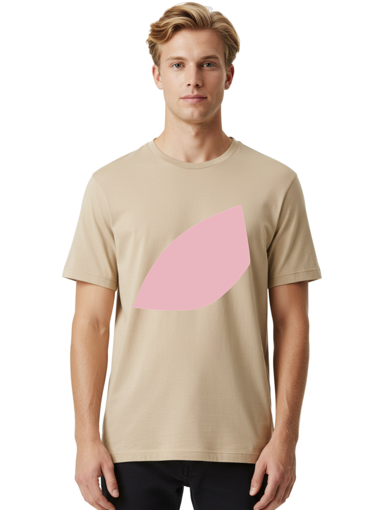 Pink-Leaf Men'S Graphic Tee, 100% Cotton, Comfortable Casual Summer Wear, Machine Washable, Pink Leaf, Simple Shape, Minimal Design, Abstract Art, Soft Pink Color, Leaf Illustration, Digital Graphics, Modern Art Aab626 12