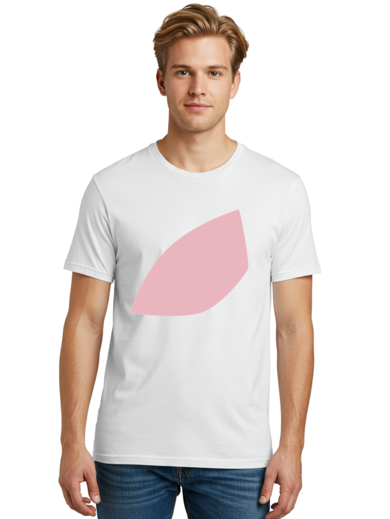 Pink-Leaf Men'S Graphic Tee, 100% Cotton, Comfortable Casual Summer Wear, Machine Washable, Pink Leaf, Simple Shape, Minimal Design, Abstract Art, Soft Pink Color, Leaf Illustration, Digital Graphics, Modern Art Aab626 10