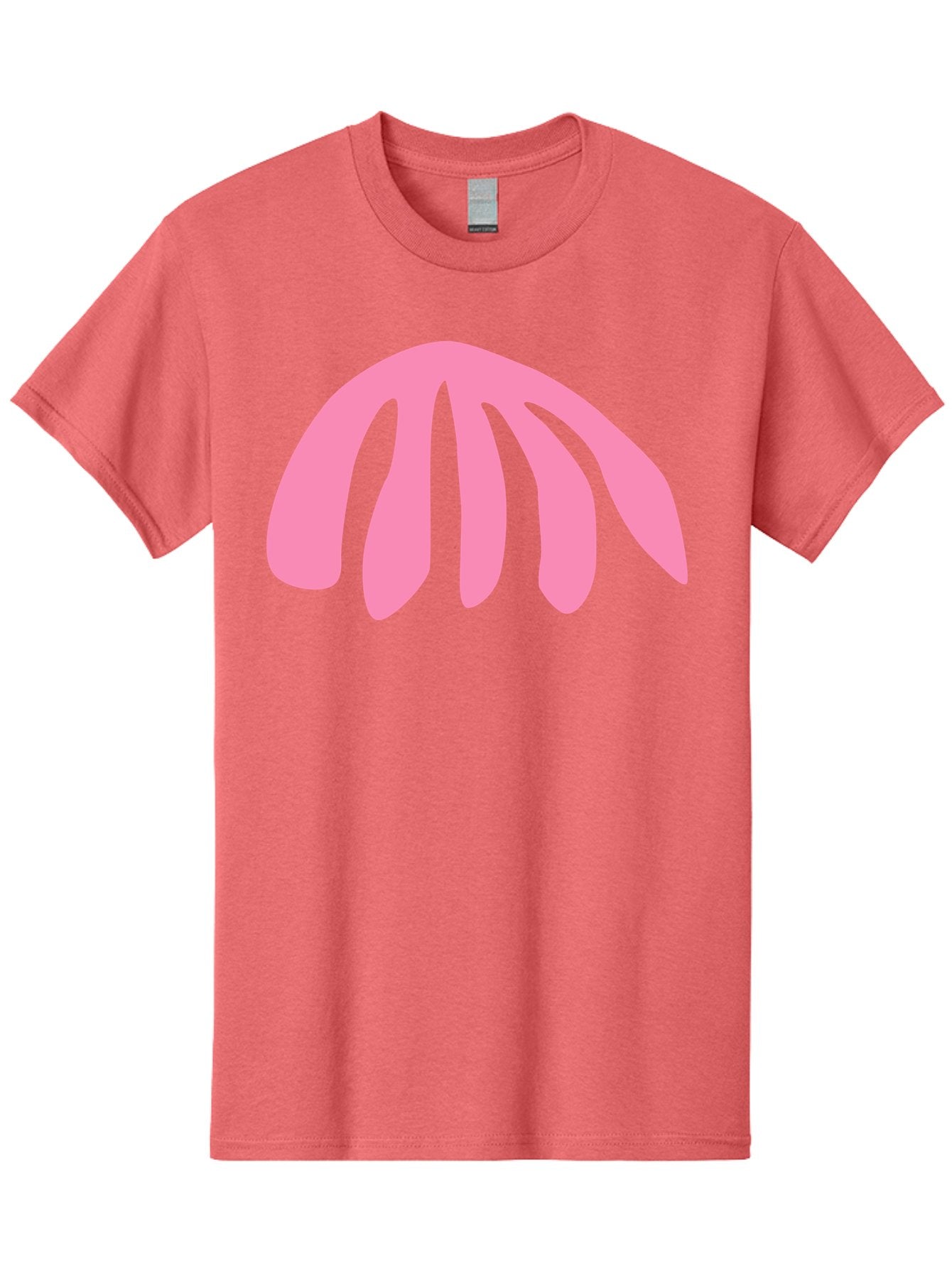 Pink-Logo Men'S Graphic Tee, 100% Cotton, Comfortable Casual Summer Wear, Machine Washable, Pink Graphic, Abstract Shape, Minimalist Design, Modern Art, Simple Illustration, Vibrant Pink Color, Curved Lines Aab627