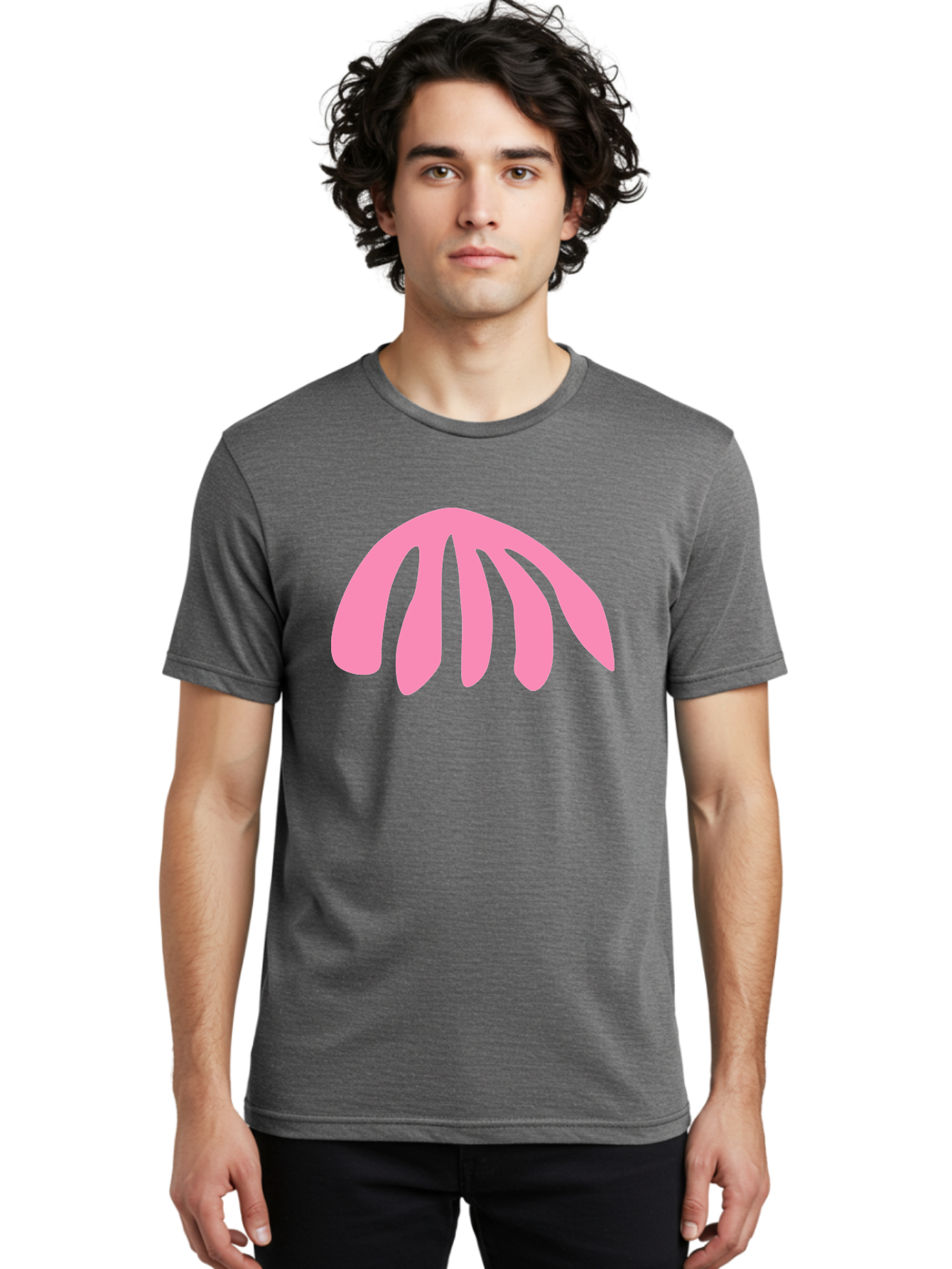 Pink-Logo Men'S Graphic Tee, 100% Cotton, Comfortable Casual Summer Wear, Machine Washable, Pink Graphic, Abstract Shape, Minimalist Design, Modern Art, Simple Illustration, Vibrant Pink Color, Curved Lines Aab627 20