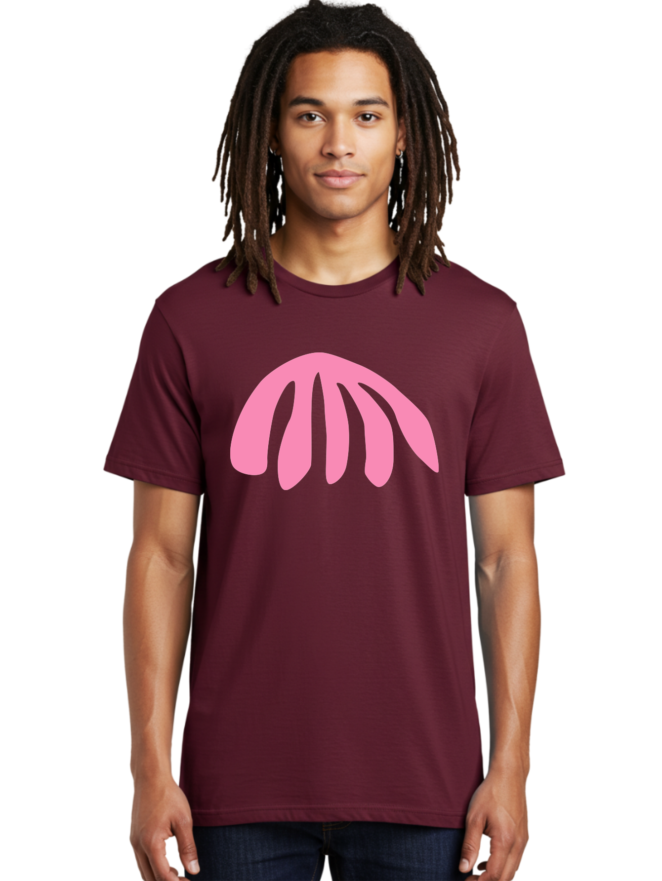 Pink-Logo Men'S Graphic Tee, 100% Cotton, Comfortable Casual Summer Wear, Machine Washable, Pink Graphic, Abstract Shape, Minimalist Design, Modern Art, Simple Illustration, Vibrant Pink Color, Curved Lines Aab627 30