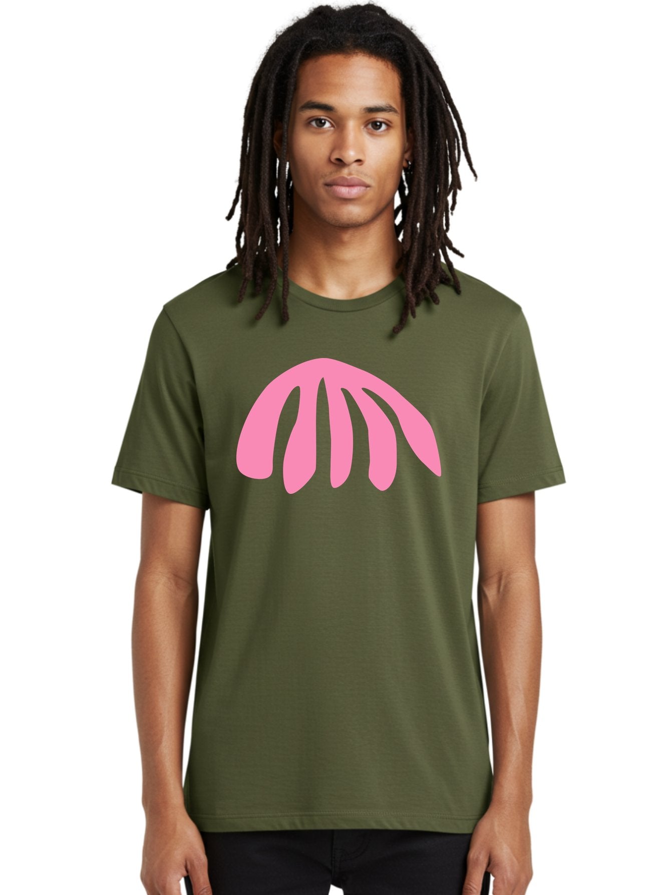 Pink-Logo Men'S Graphic Tee, 100% Cotton, Comfortable Casual Summer Wear, Machine Washable, Pink Graphic, Abstract Shape, Minimalist Design, Modern Art, Simple Illustration, Vibrant Pink Color, Curved Lines Aab627 29