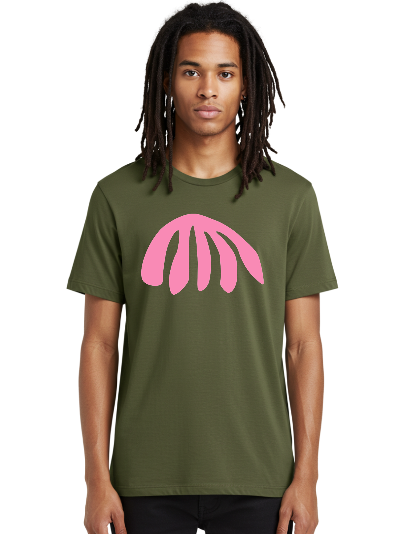 Pink-Logo Men'S Graphic Tee, 100% Cotton, Comfortable Casual Summer Wear, Machine Washable, Pink Graphic, Abstract Shape, Minimalist Design, Modern Art, Simple Illustration, Vibrant Pink Color, Curved Lines Aab627 4