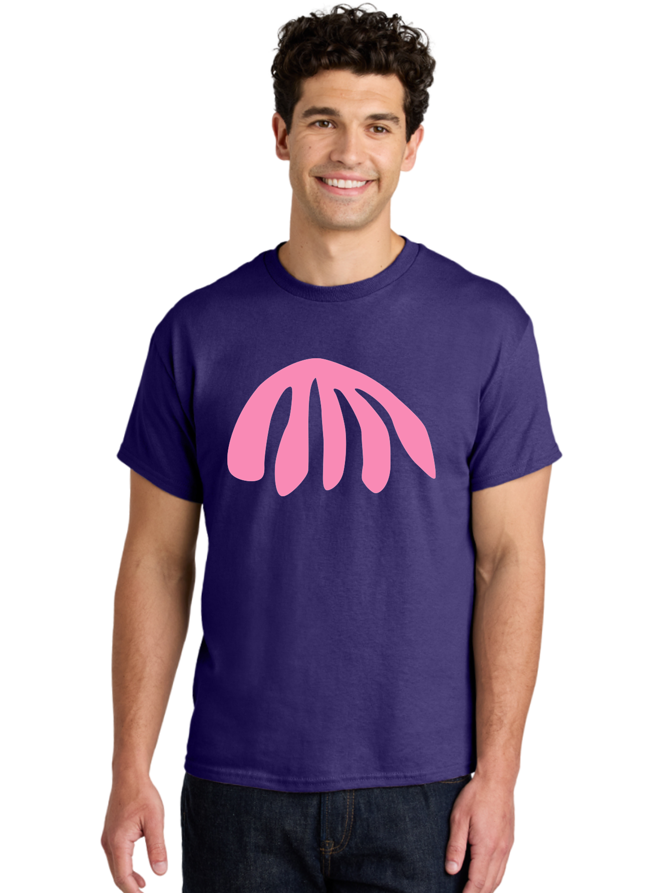 Pink-Logo Men'S Graphic Tee, 100% Cotton, Comfortable Casual Summer Wear, Machine Washable, Pink Graphic, Abstract Shape, Minimalist Design, Modern Art, Simple Illustration, Vibrant Pink Color, Curved Lines Aab627 8