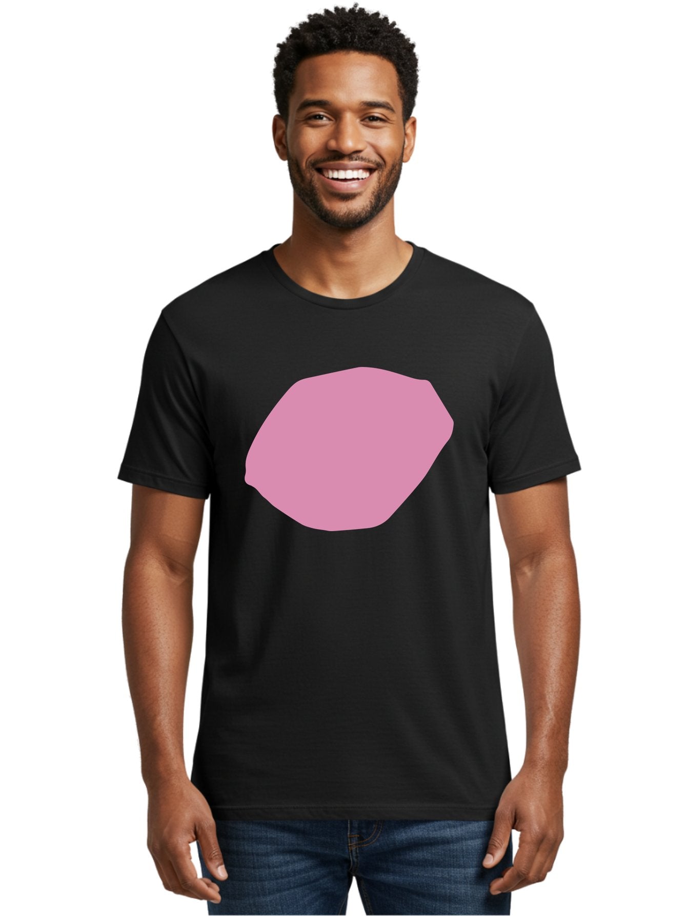 Pink-Shape-1 Men'S Graphic Tee, 100% Cotton, Comfortable Casual Summer Wear, Machine Washable, Pink Abstract Shape, Geometric Form, Pastel Color, Modern Design, Simple Composition, Artistic Element, Digital Art Aab628 23