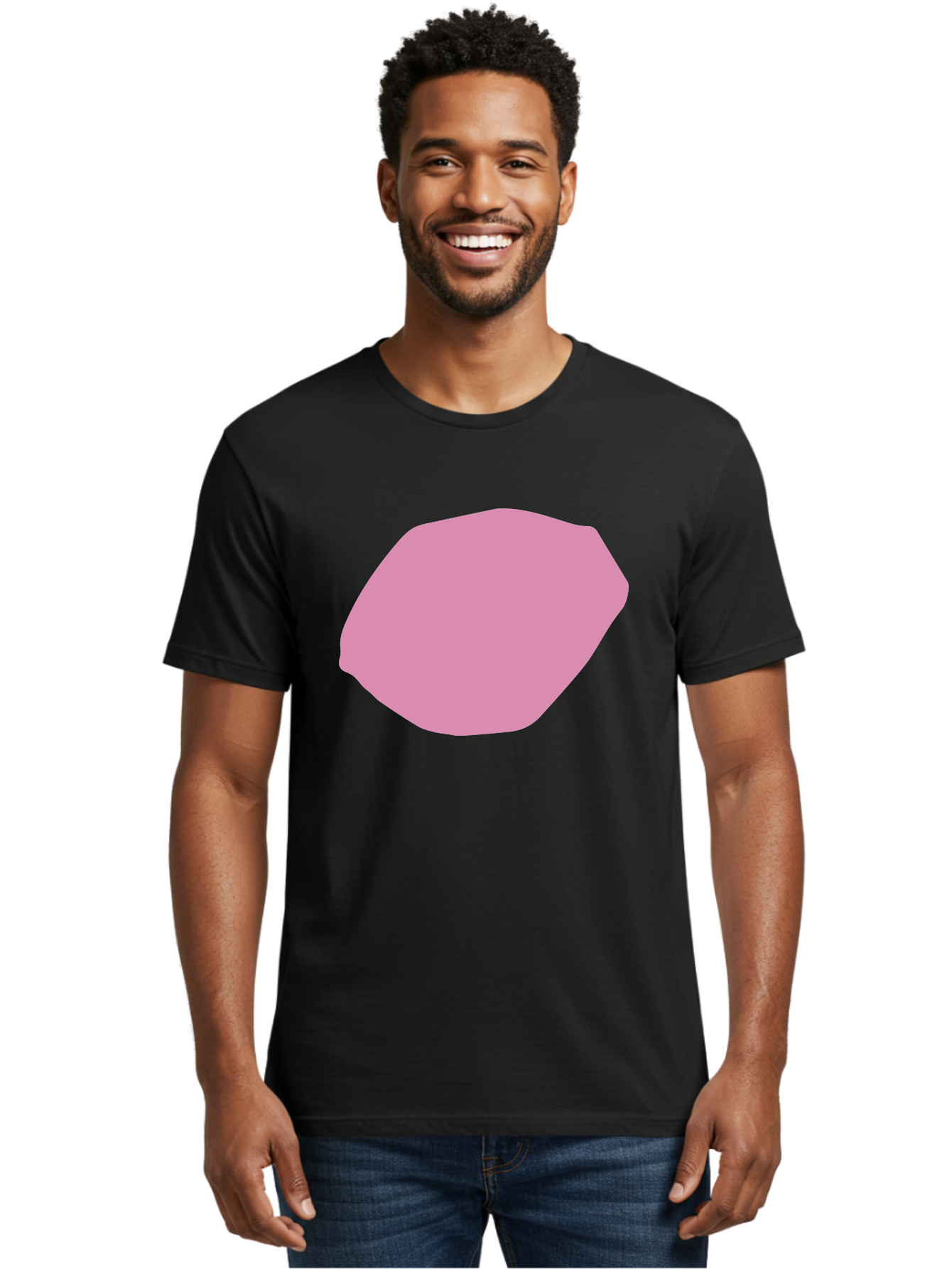 Pink-Shape-1 Men'S Graphic Tee, 100% Cotton, Comfortable Casual Summer Wear, Machine Washable, Pink Abstract Shape, Geometric Form, Pastel Color, Modern Design, Simple Composition, Artistic Element, Digital Art Aab628 16