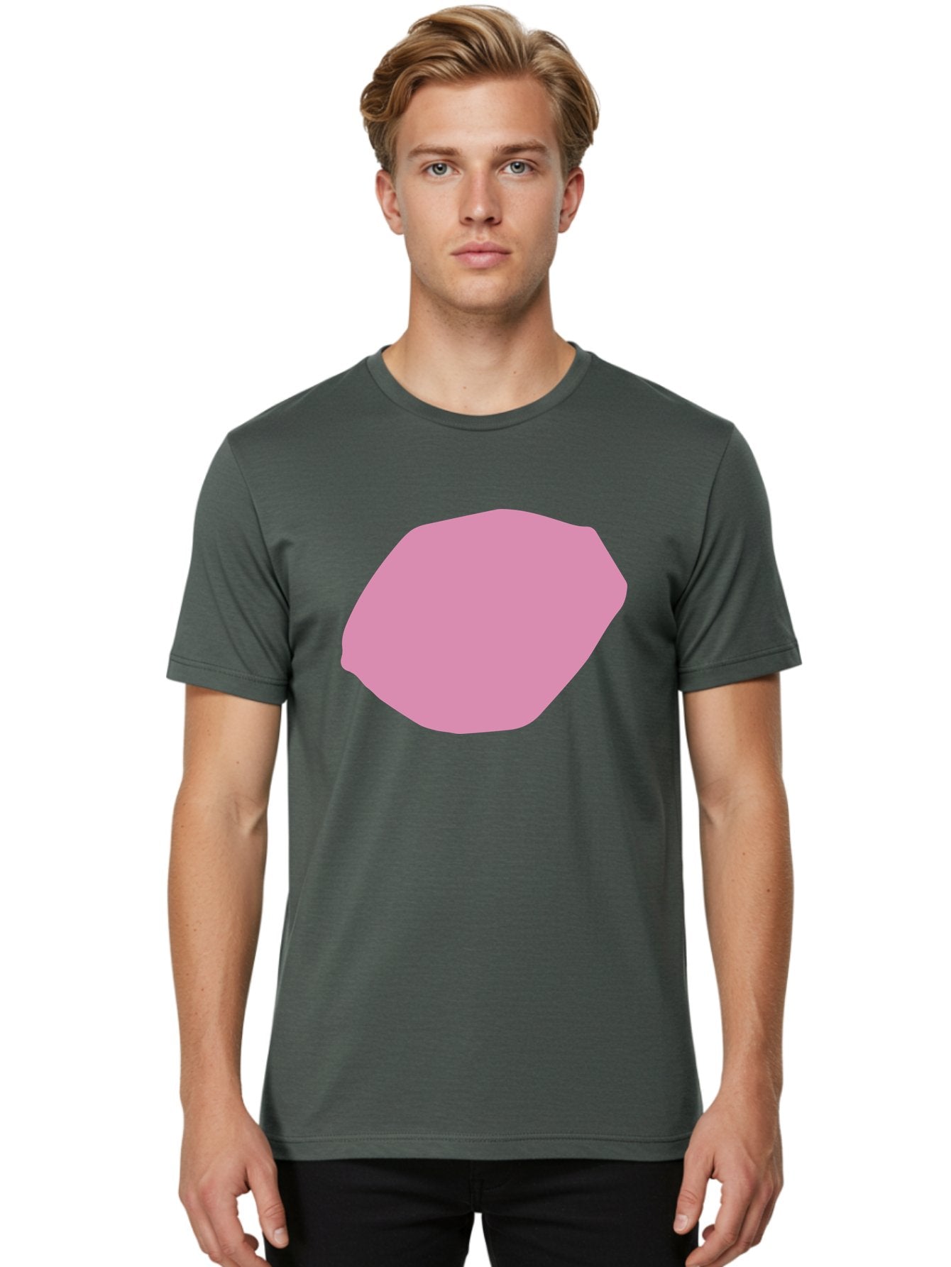 Pink-Shape-1 Men'S Graphic Tee, 100% Cotton, Comfortable Casual Summer Wear, Machine Washable, Pink Abstract Shape, Geometric Form, Pastel Color, Modern Design, Simple Composition, Artistic Element, Digital Art Aab628 20