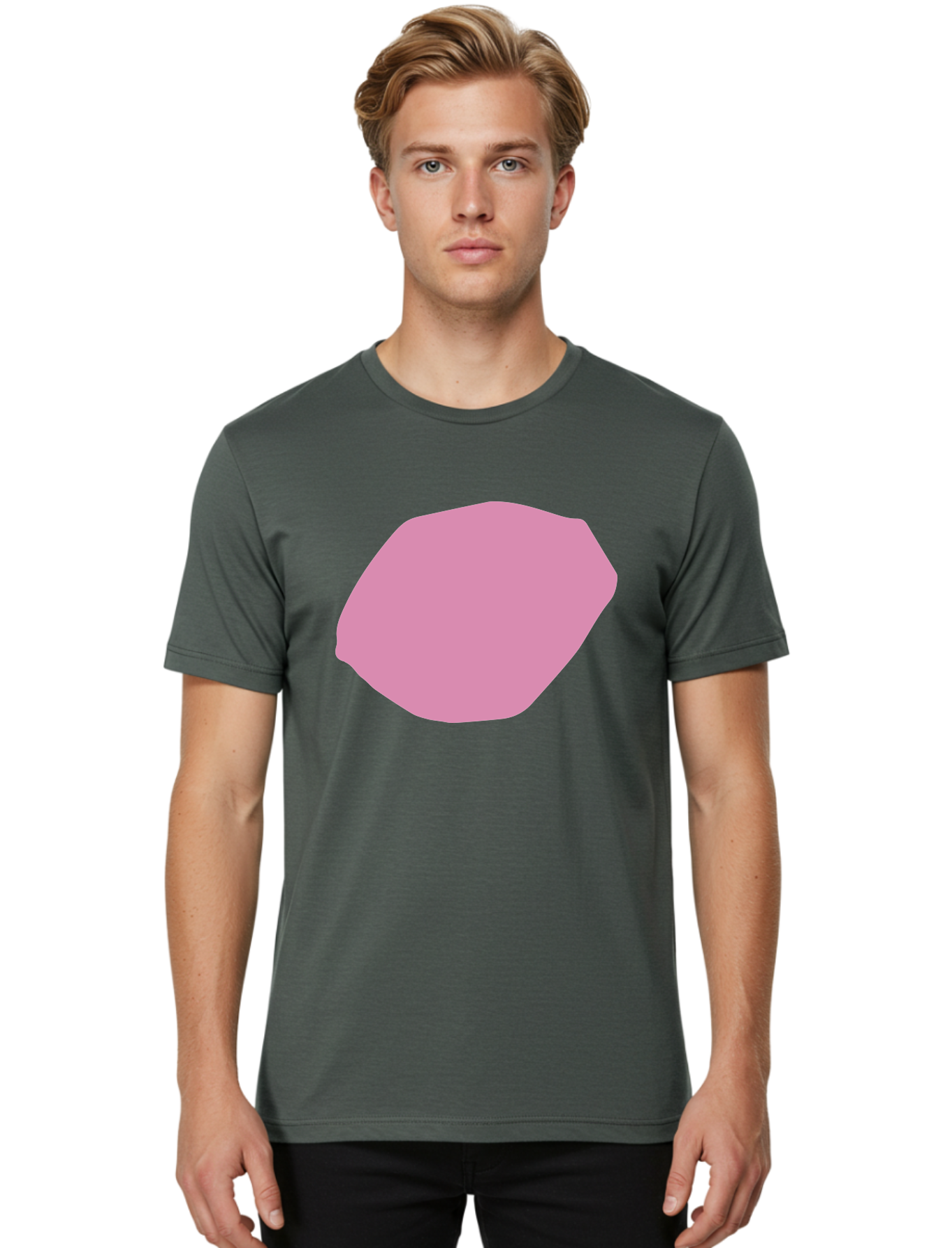 Pink-Shape-1 Men'S Graphic Tee, 100% Cotton, Comfortable Casual Summer Wear, Machine Washable, Pink Abstract Shape, Geometric Form, Pastel Color, Modern Design, Simple Composition, Artistic Element, Digital Art Aab628 30