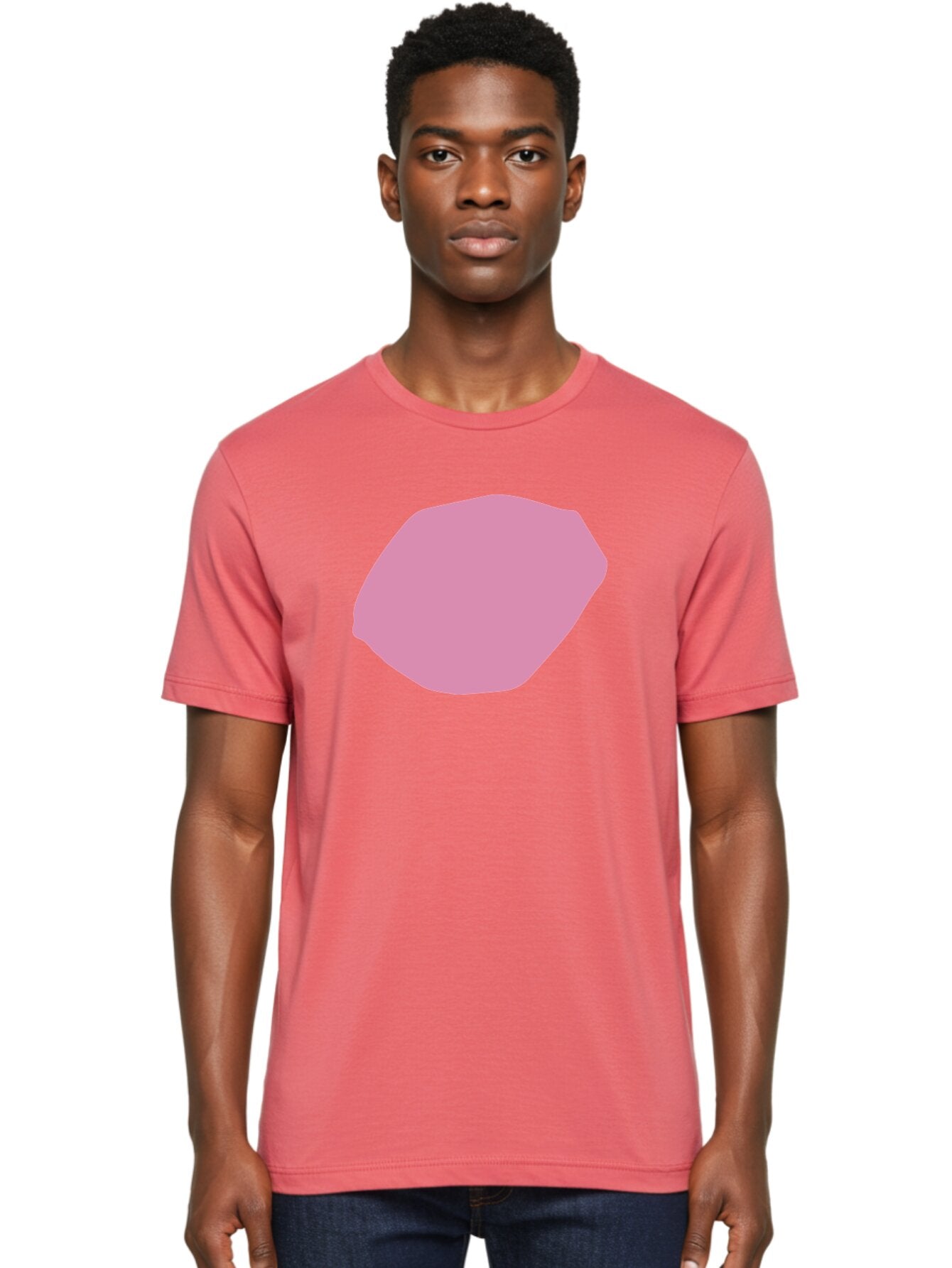 Pink-Shape-1 Men'S Graphic Tee, 100% Cotton, Comfortable Casual Summer Wear, Machine Washable, Pink Abstract Shape, Geometric Form, Pastel Color, Modern Design, Simple Composition, Artistic Element, Digital Art Aab628 28