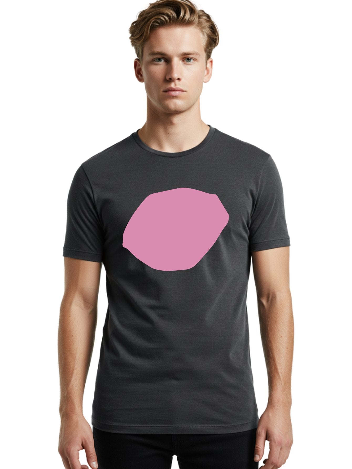 Pink-Shape-1 Men'S Graphic Tee, 100% Cotton, Comfortable Casual Summer Wear, Machine Washable, Pink Abstract Shape, Geometric Form, Pastel Color, Modern Design, Simple Composition, Artistic Element, Digital Art Aab628 21