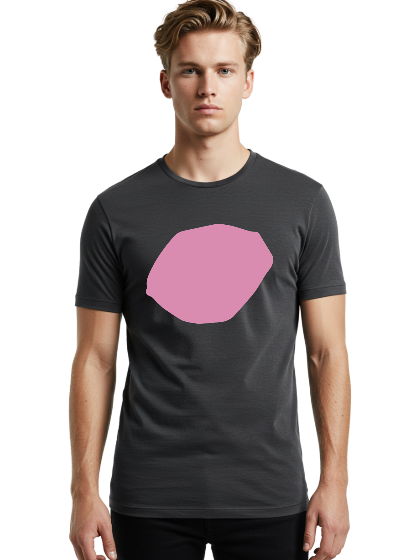 Pink-Shape-1 Men'S Graphic Tee, 100% Cotton, Comfortable Casual Summer Wear, Machine Washable, Pink Abstract Shape, Geometric Form, Pastel Color, Modern Design, Simple Composition, Artistic Element, Digital Art Aab628 20